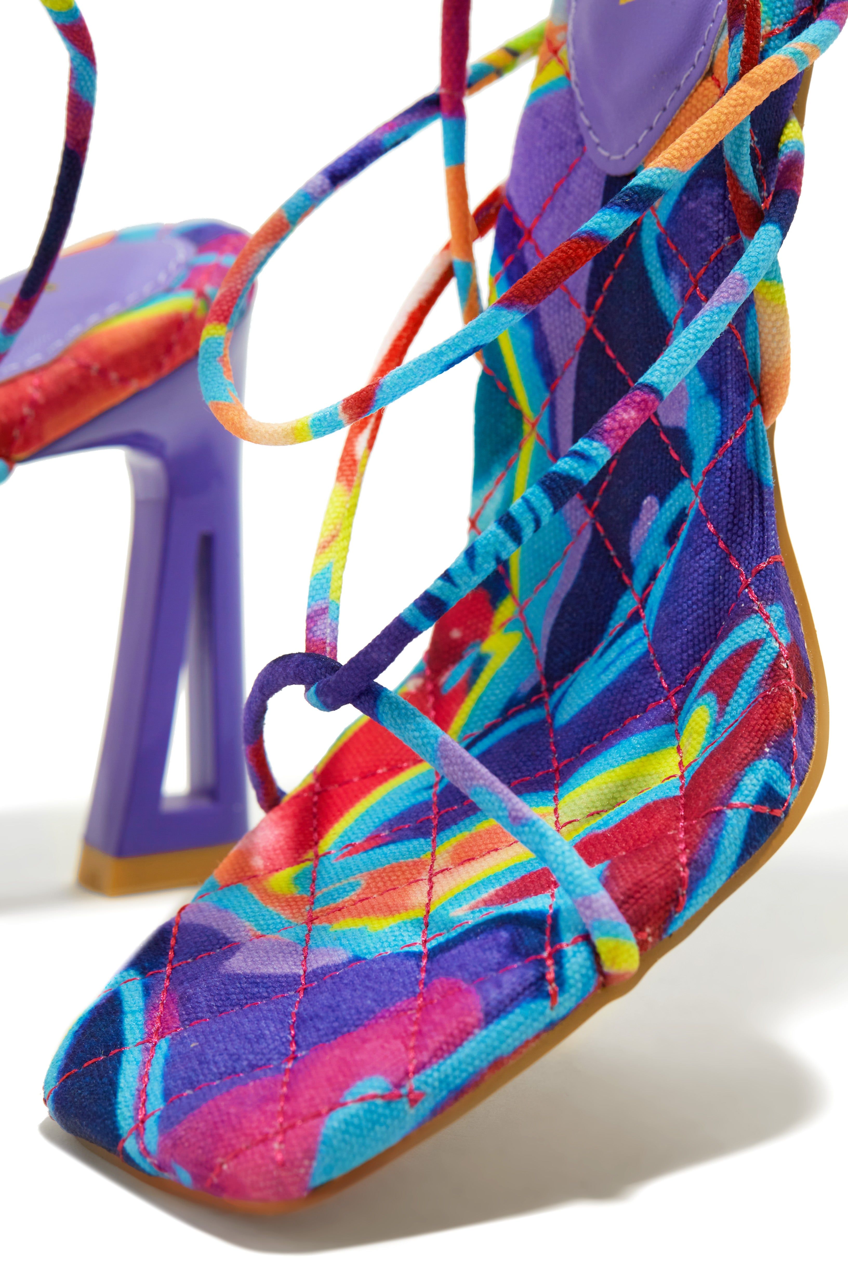 Jayla Lace Up Heels - Purple Print sold by Miss Lola product image thumbnail 2