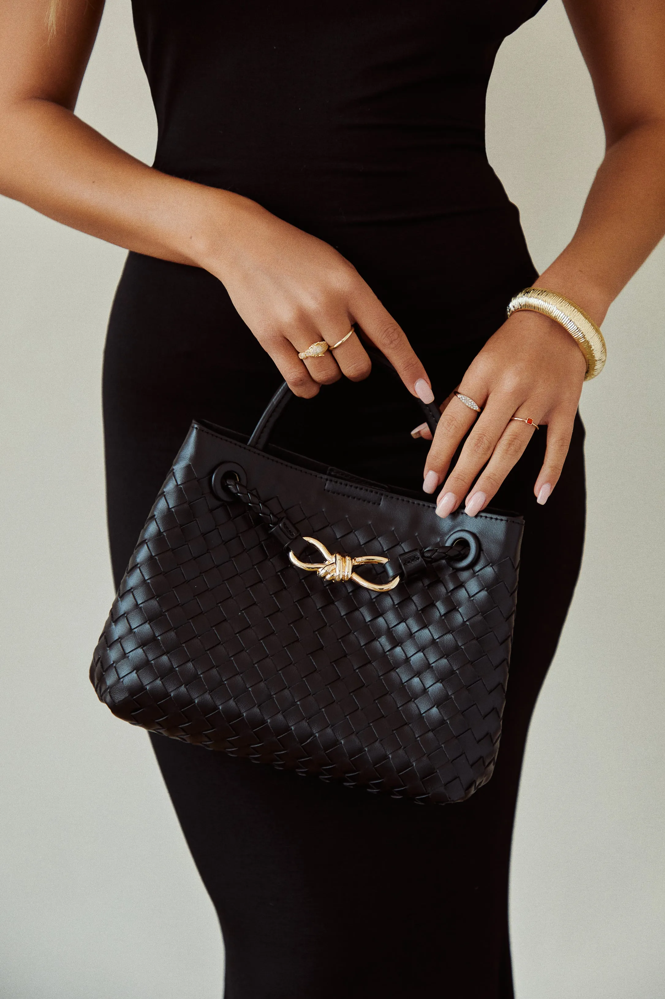 Stephanie Woven Bag - Black sold by Miss Lola