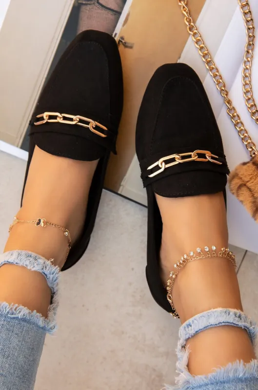 All Business Chain Detail Flats - Black sold by Miss Lola