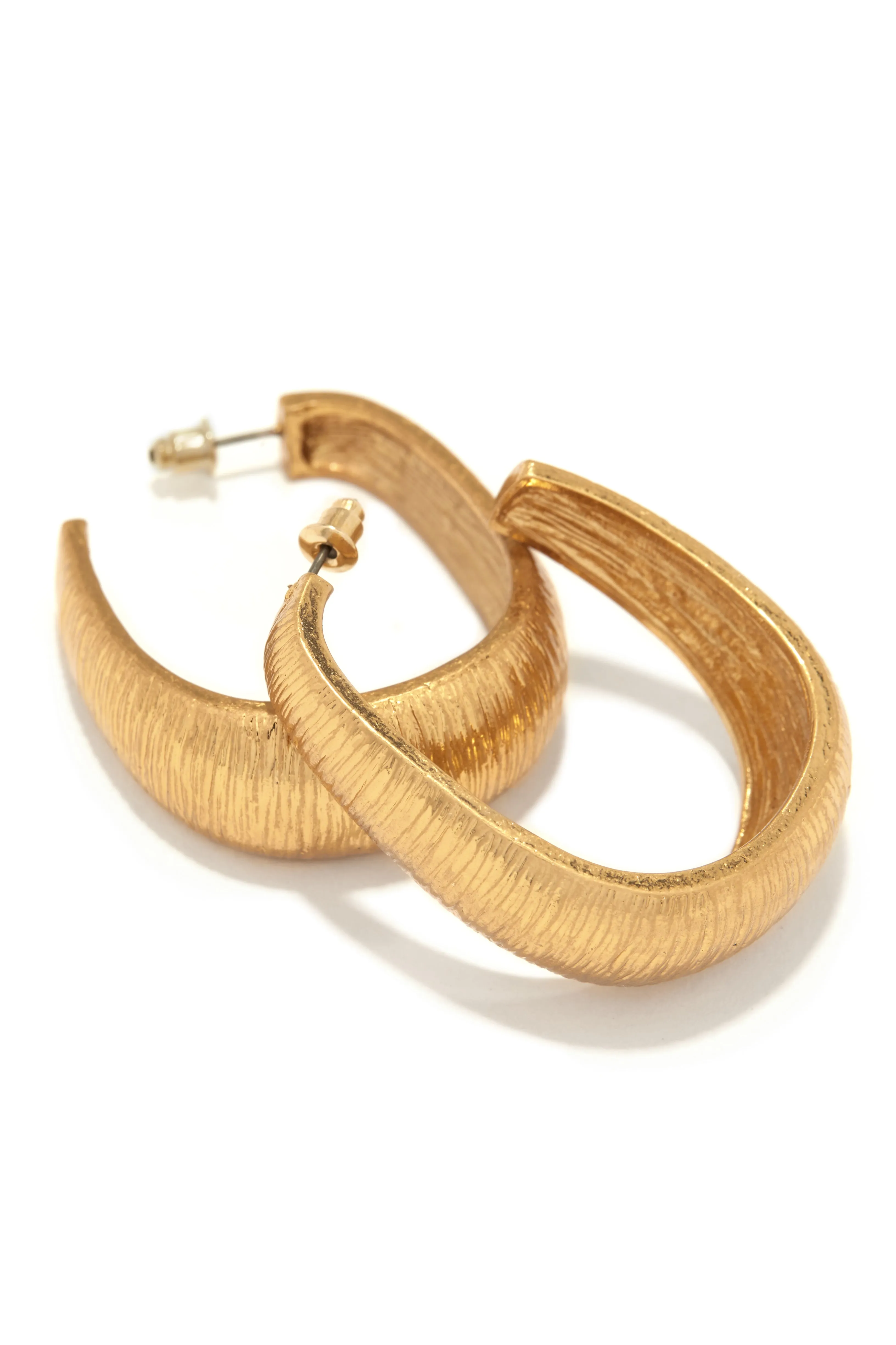 Marta Embossed Statement Hoop Earring - Gold sold by Miss Lola
