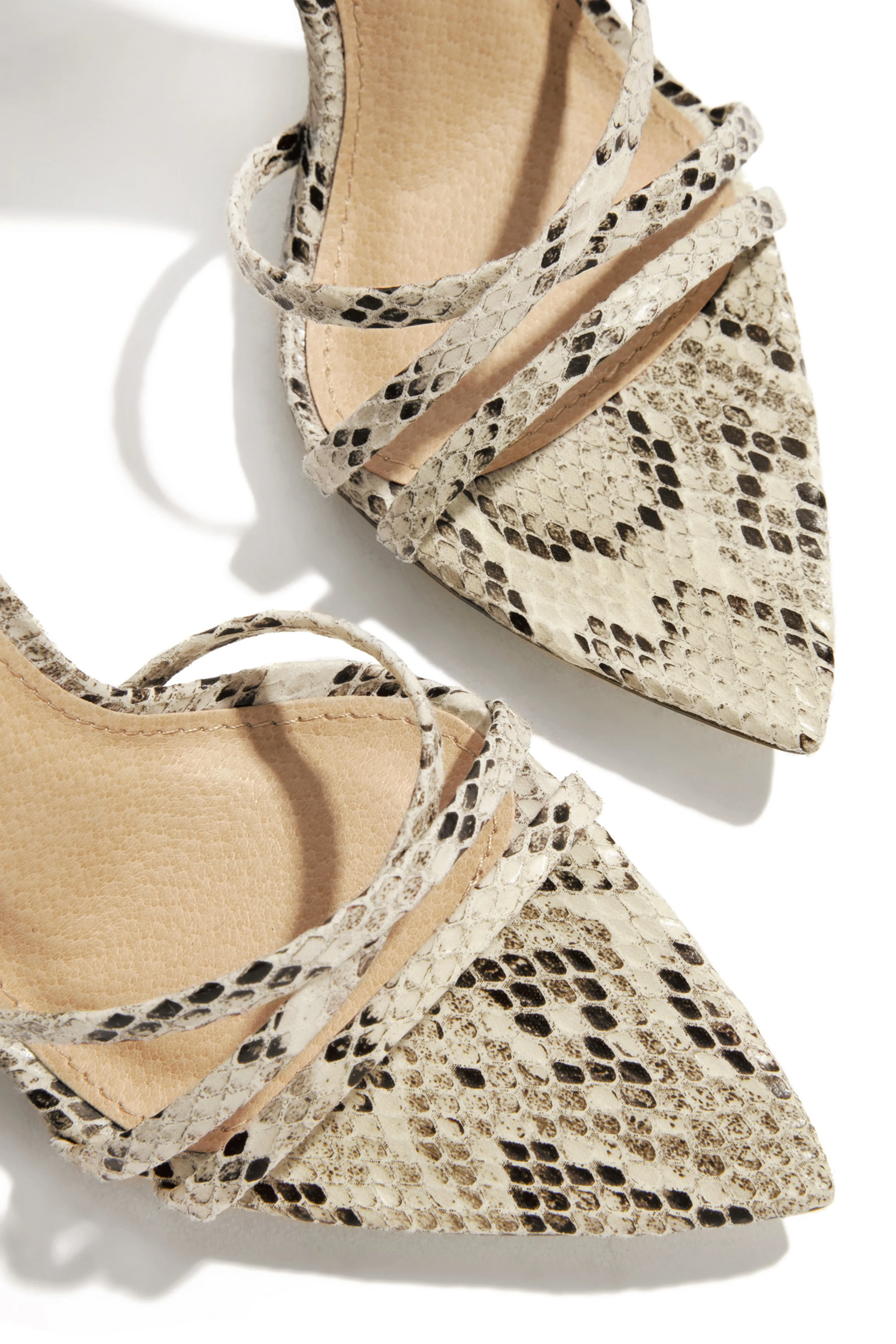 Polished Strappy High Heels - Snake sold by Miss Lola product image thumbnail 3