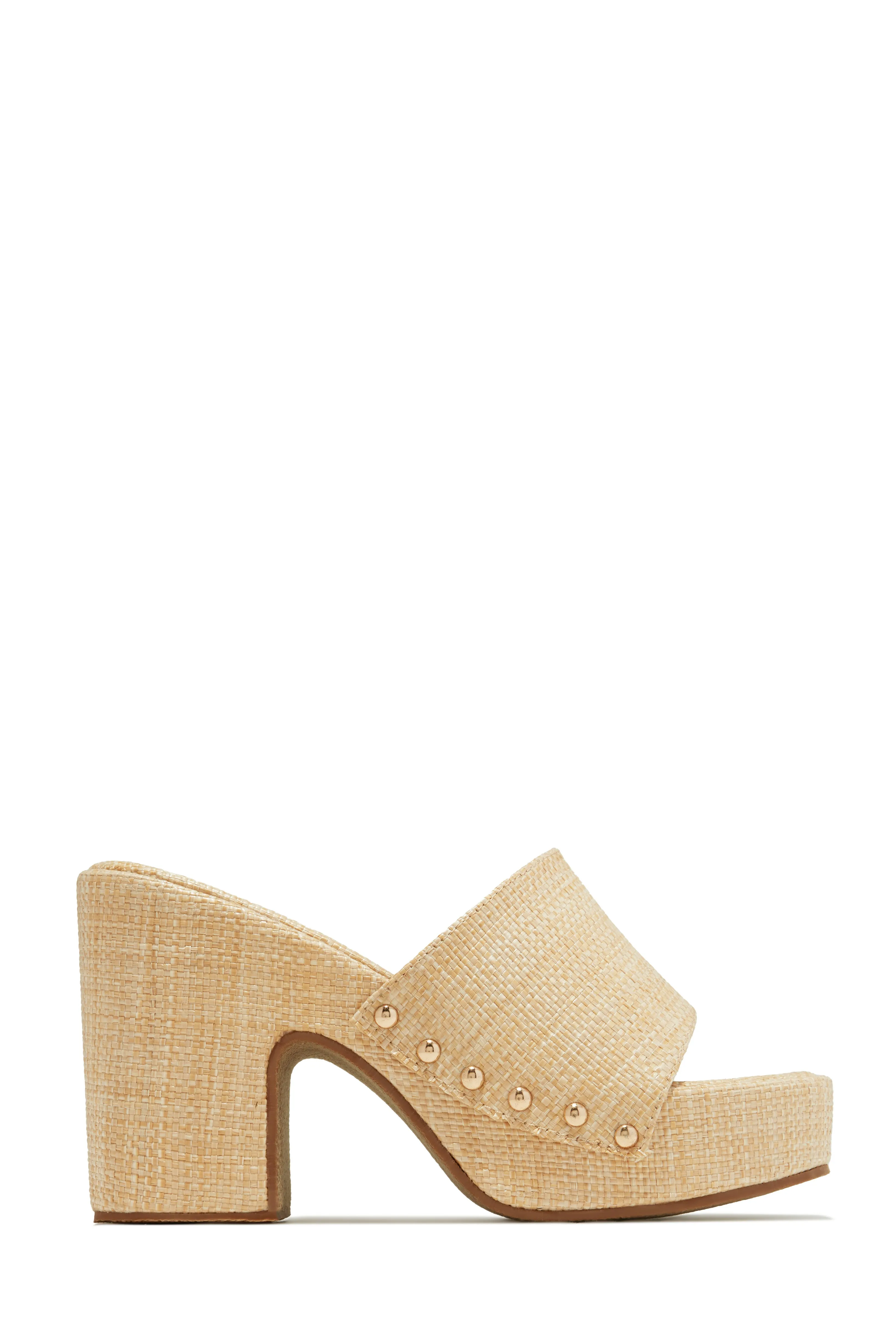 Talya Platform Block Heel Mules - Natural sold by Miss Lola product image thumbnail 5