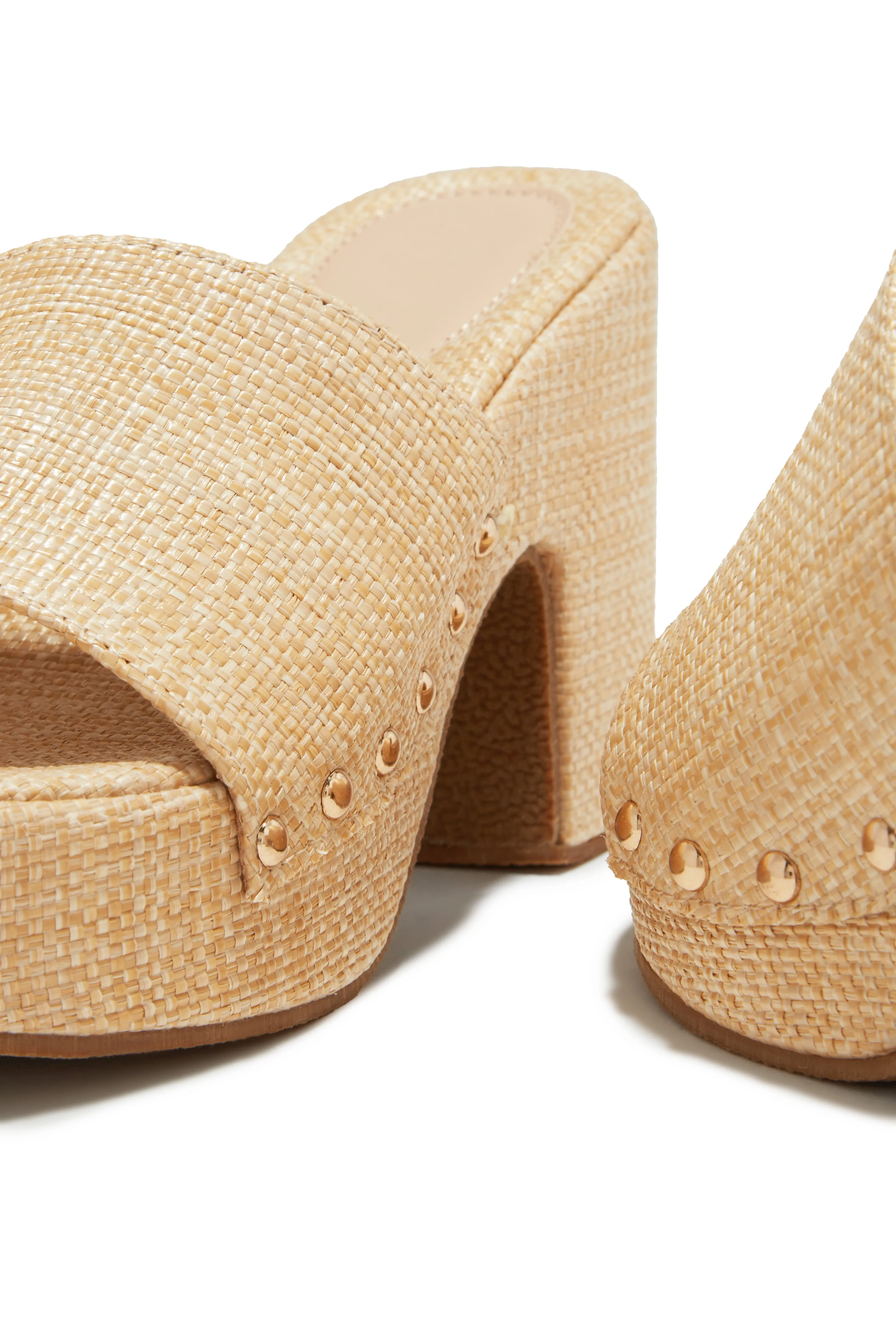 Talya Platform Block Heel Mules - Natural sold by Miss Lola product image thumbnail 3