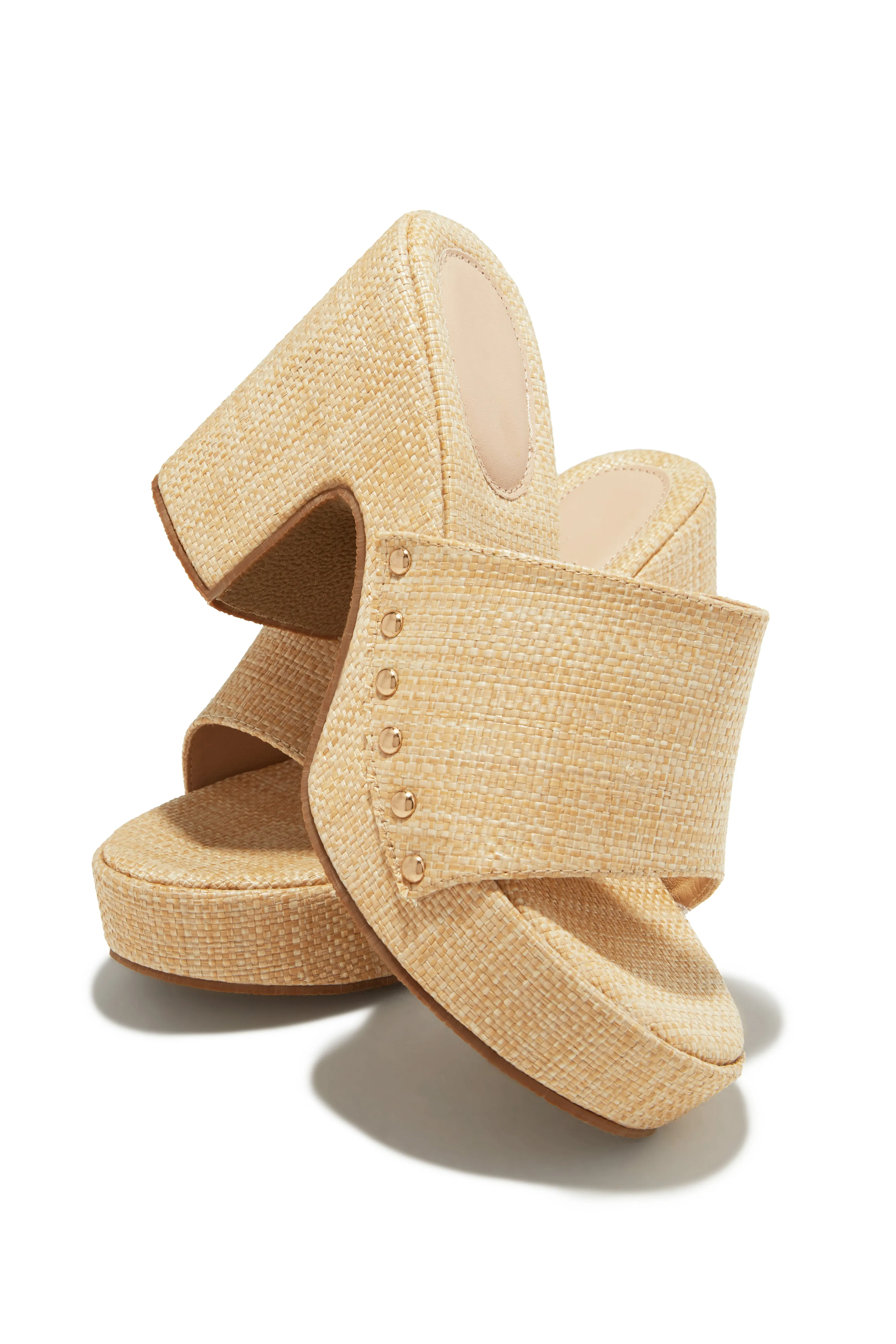 Talya Platform Block Heel Mules - Natural sold by Miss Lola product image thumbnail 2