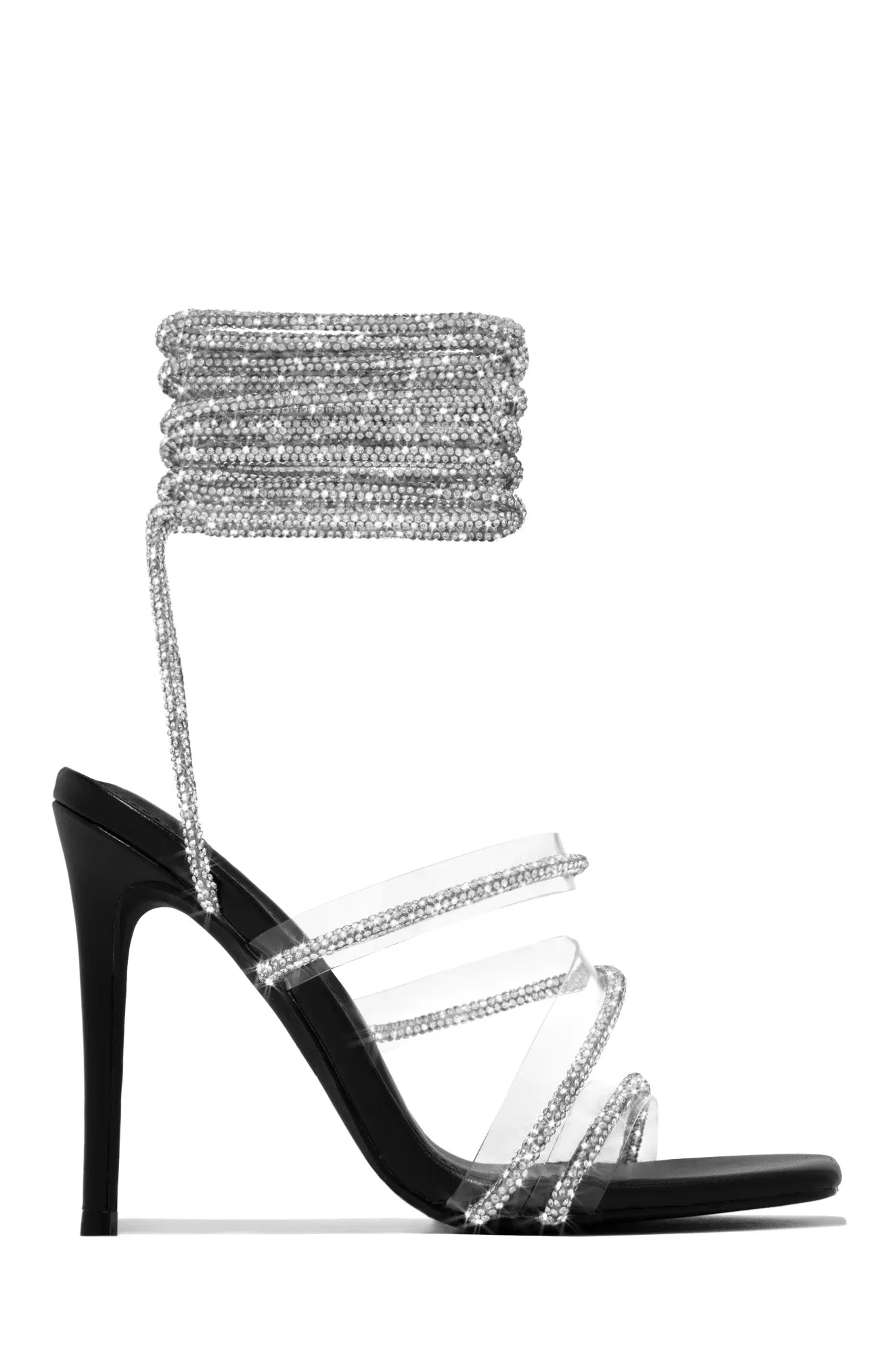 Elisa Lace Up Embellished High Heels - Black sold by Miss Lola product image thumbnail 5