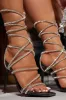 Elisa Lace Up Embellished High Heels - Black sold by Miss Lola