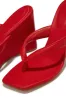 Alena Wedge Heel Mules - Red sold by Miss Lola