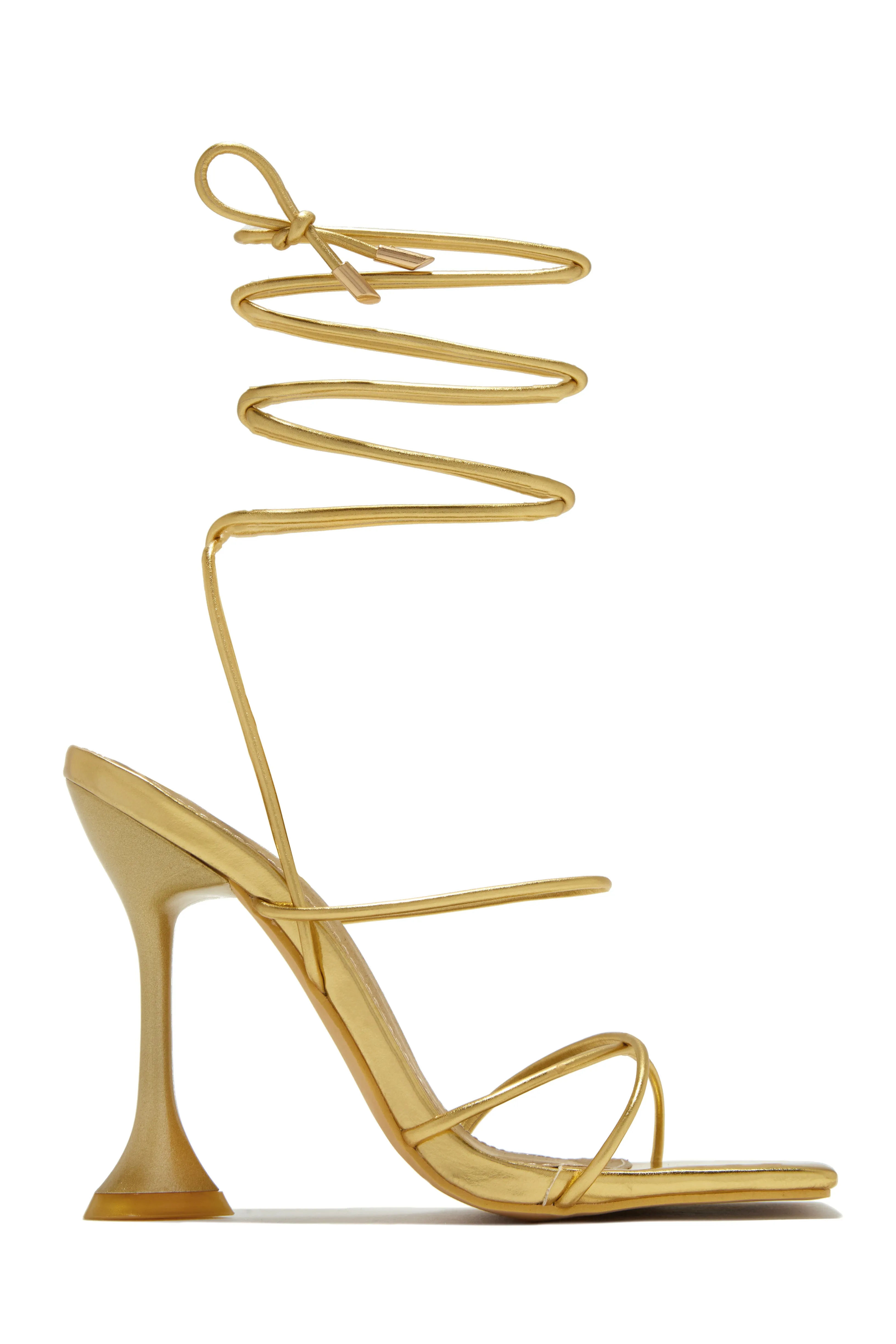Loving Heart Lace Up High Heels - Gold sold by Miss Lola product image thumbnail 5