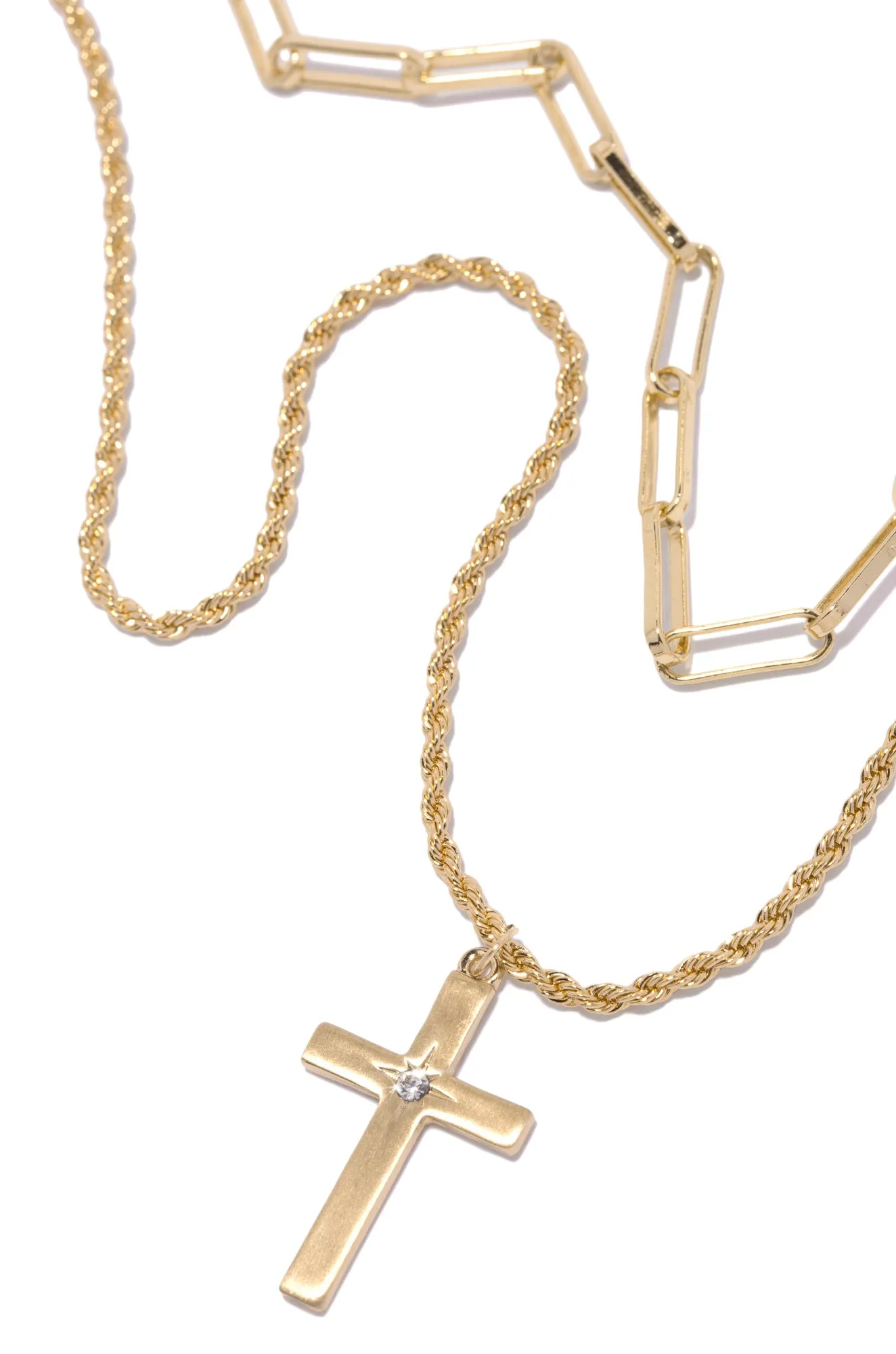 Ester Layered Cross Pendant Necklace - Gold sold by Miss Lola product image thumbnail 2