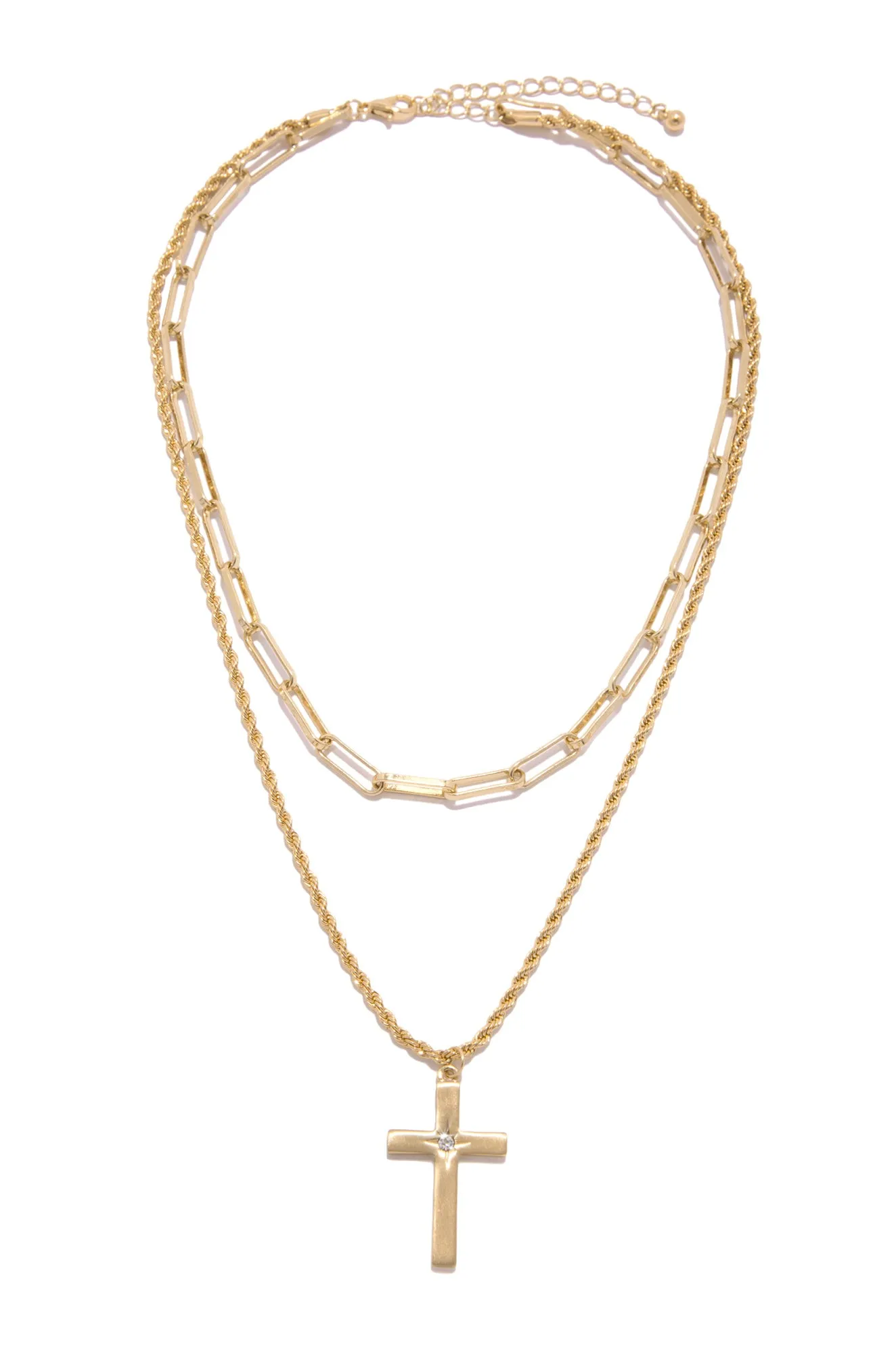 Ester Layered Cross Pendant Necklace - Gold sold by Miss Lola