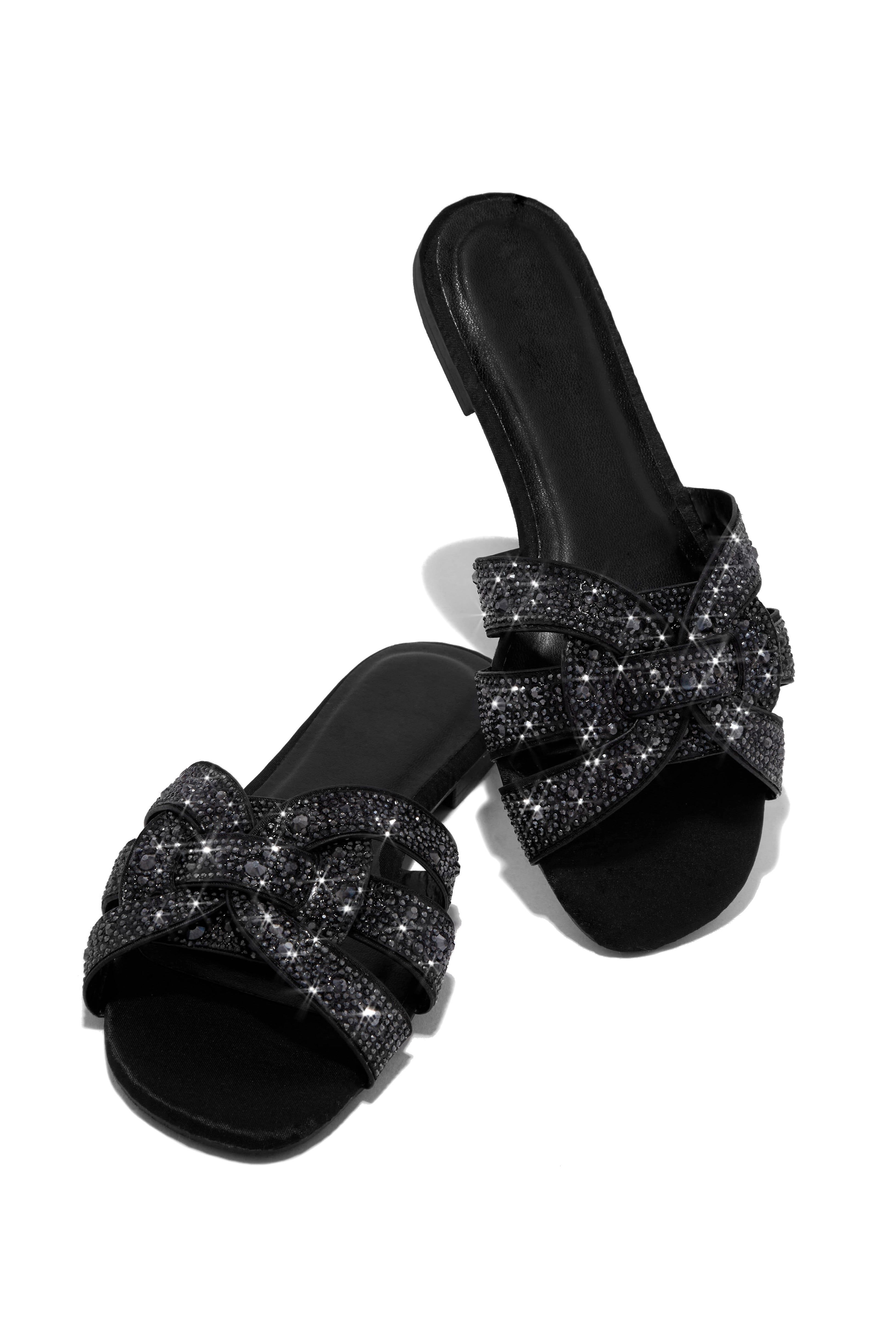 Beautiful Beaches Embellished Slip On Sandals - Black sold by Miss Lola product image thumbnail 2