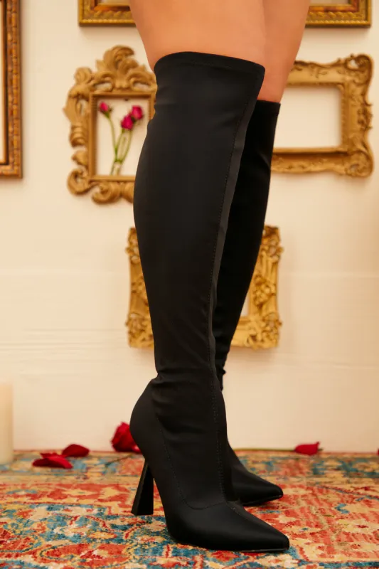 Zoya Knee High Heel Boots - Black sold by Miss Lola