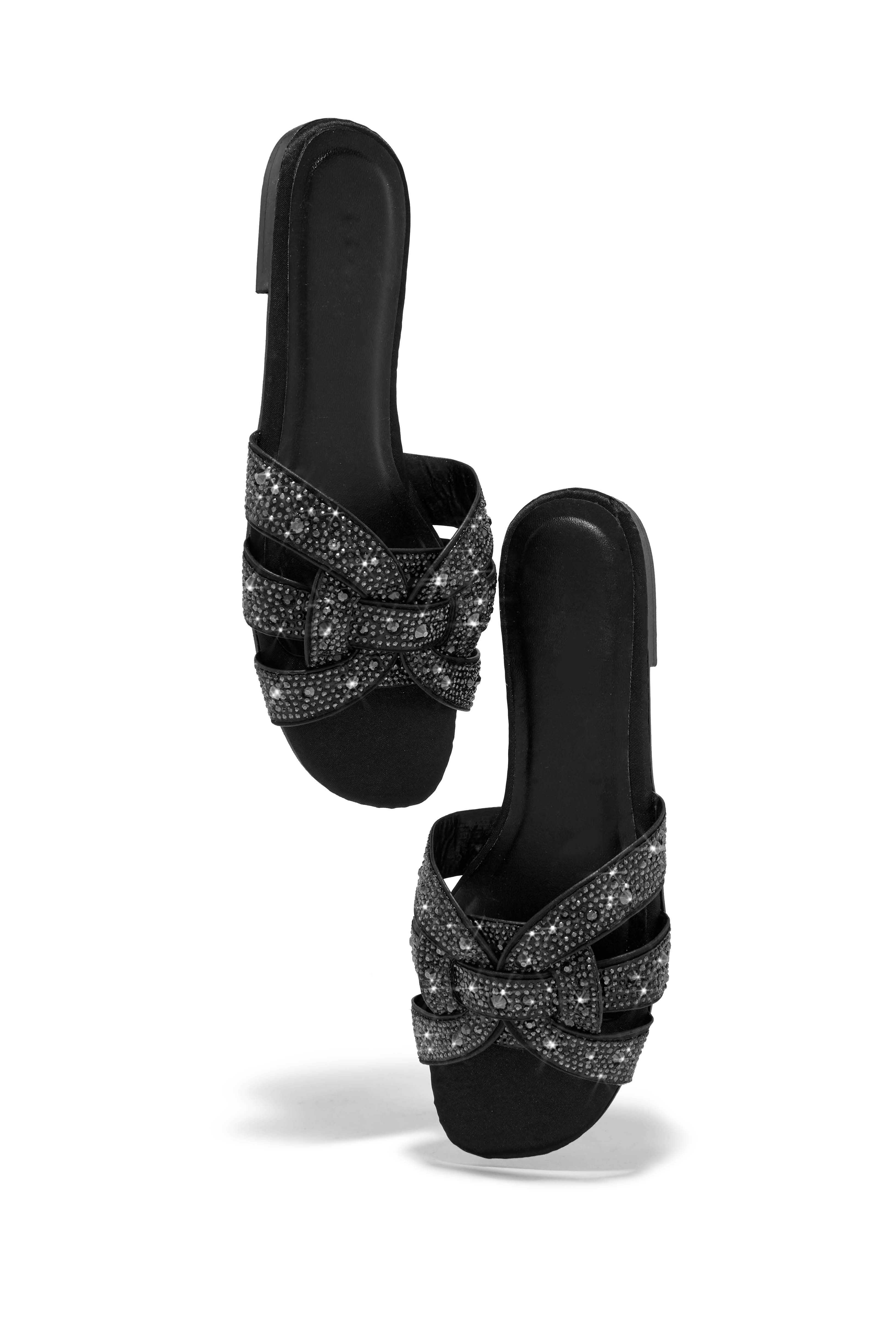 Beautiful Beaches Embellished Slip On Sandals - Black sold by Miss Lola product image thumbnail 4