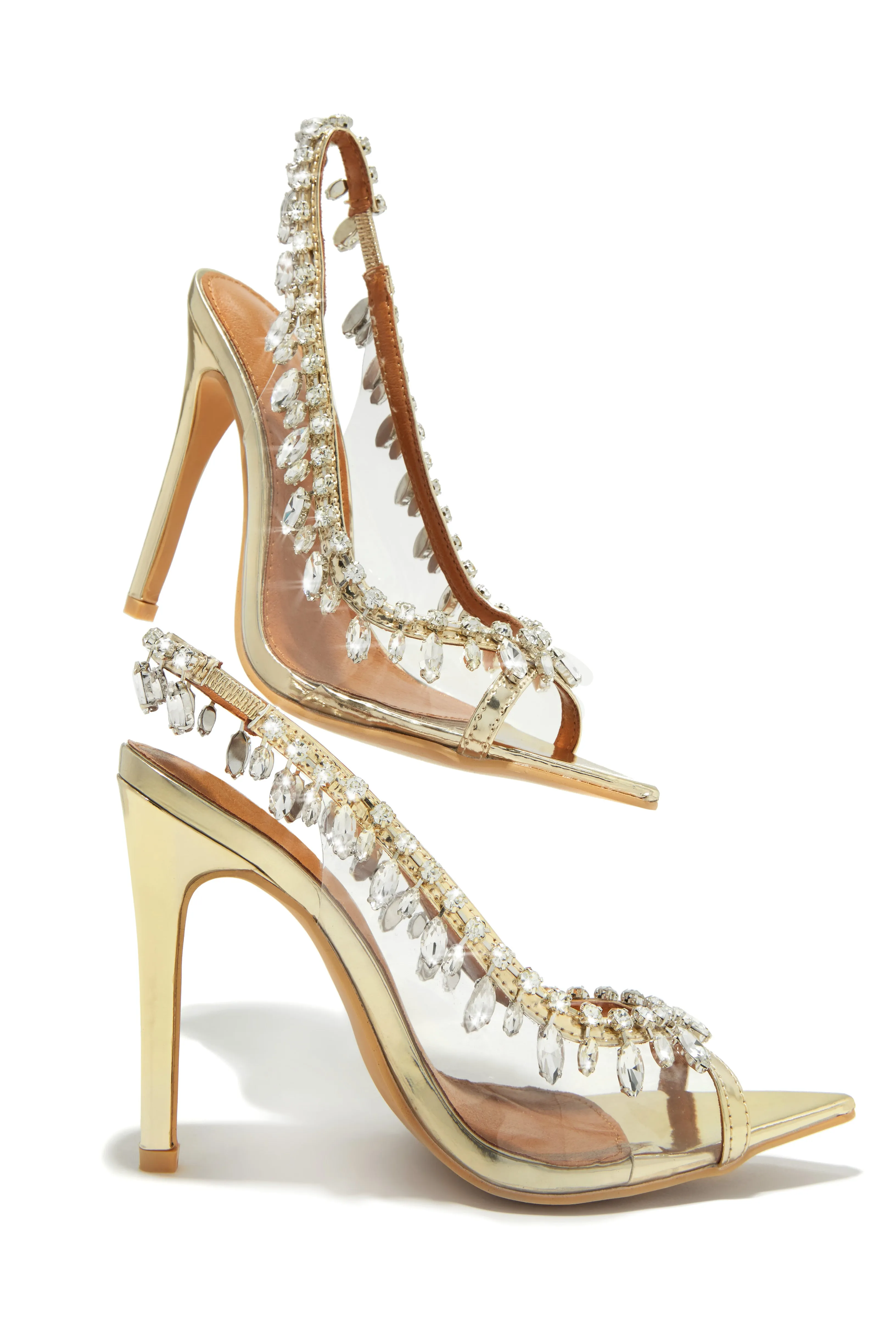Under The Stars Embellished Slingback Pumps - Gold sold by Miss Lola