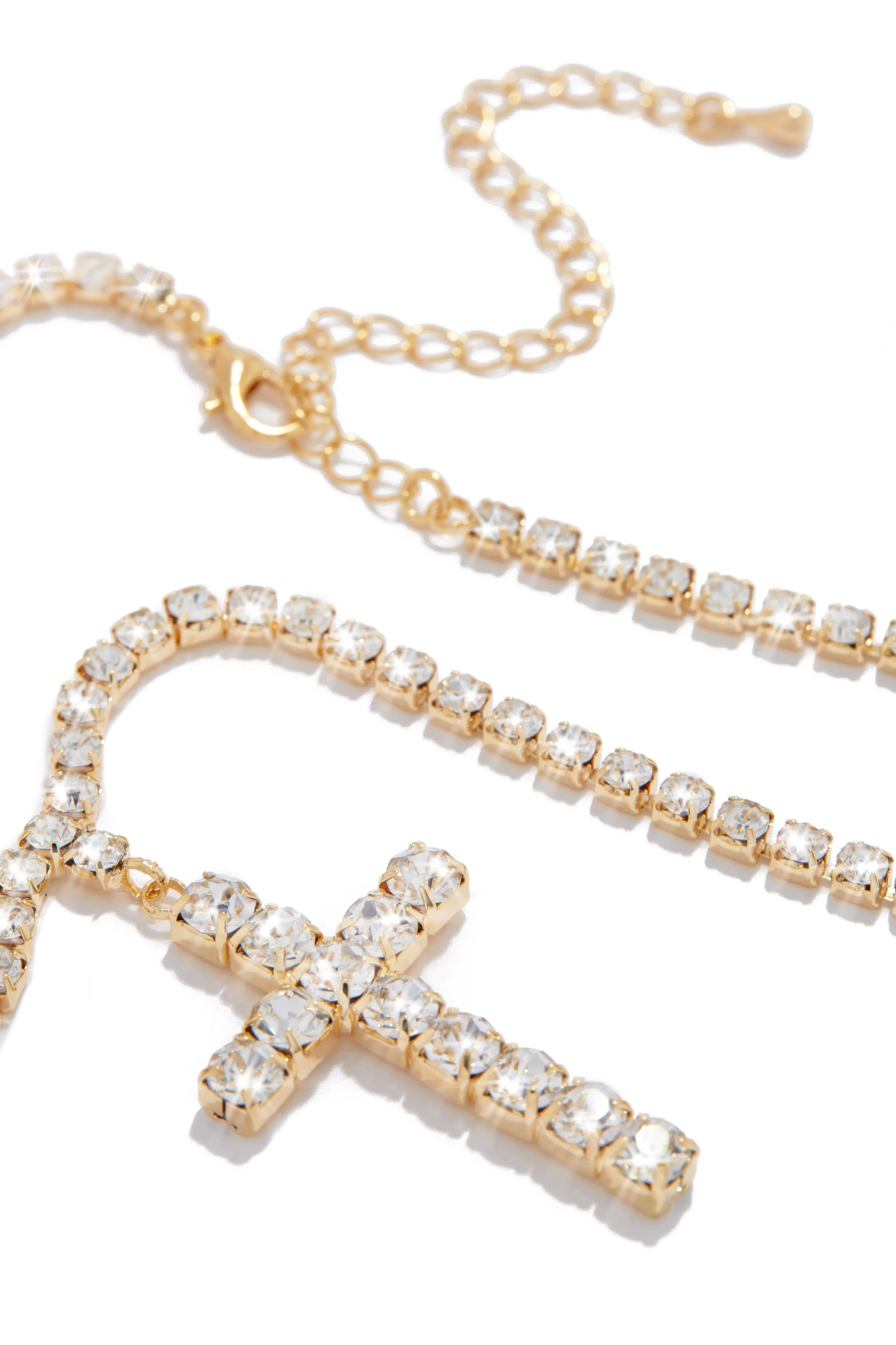 All Faith Embellished Cross Necklace - Gold sold by Miss Lola product image thumbnail 3