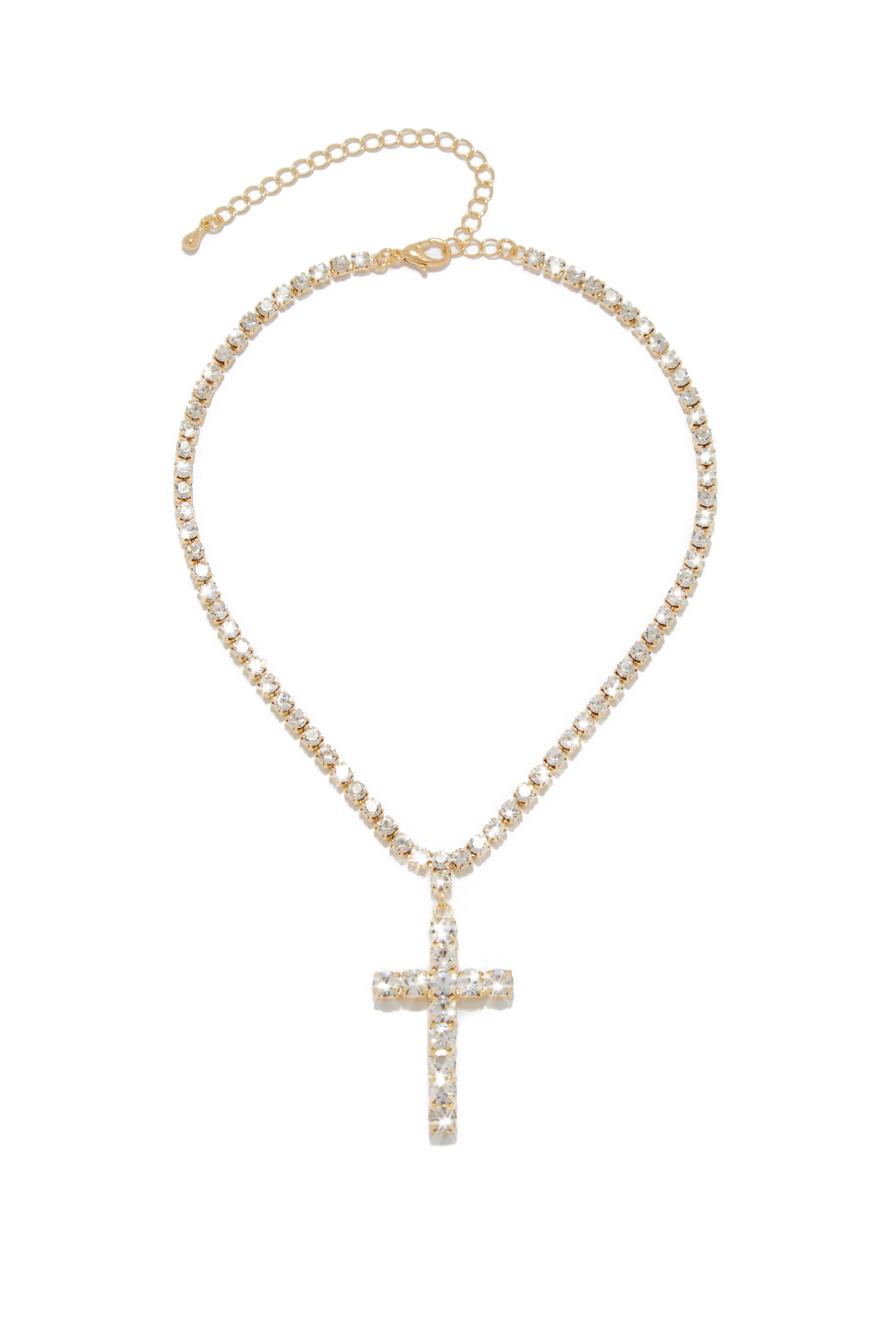 All Faith Embellished Cross Necklace - Gold sold by Miss Lola product image thumbnail 4