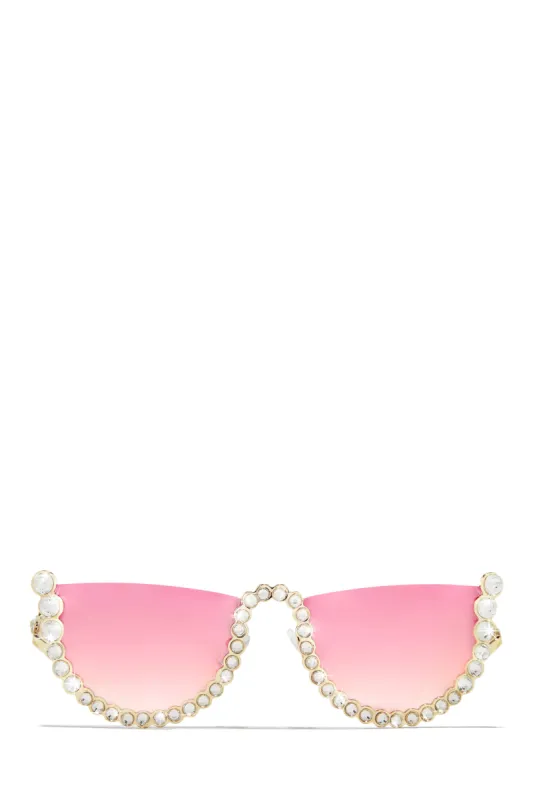 Hot Attitude Embellished Sunglasses - Pink sold by Miss Lola