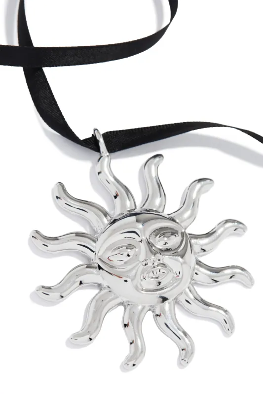 Solana Statement Sun Necklace - Silver sold by Miss Lola
