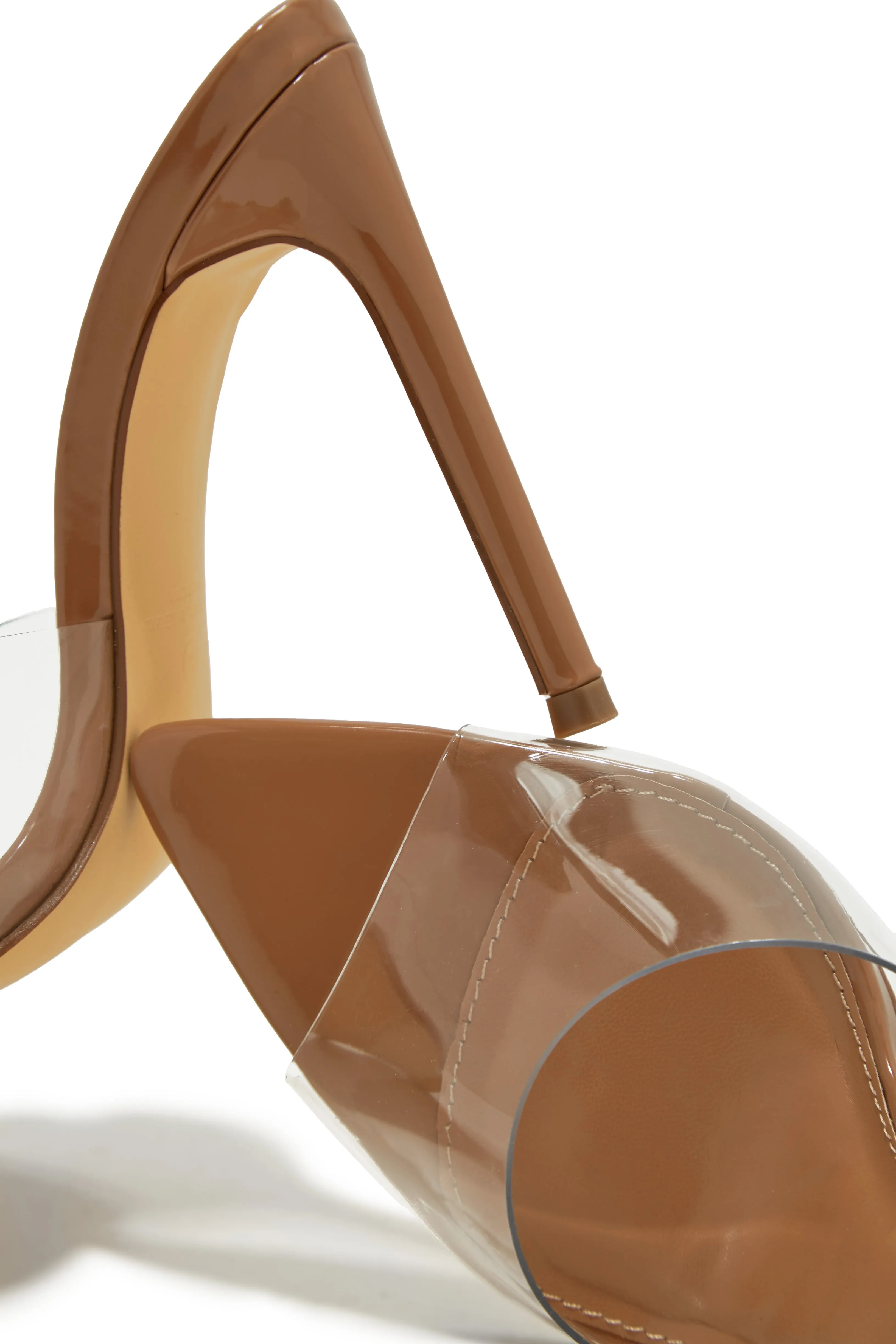 Ionic Clear Strap High Heel Mules - Camel sold by Miss Lola product image thumbnail 3