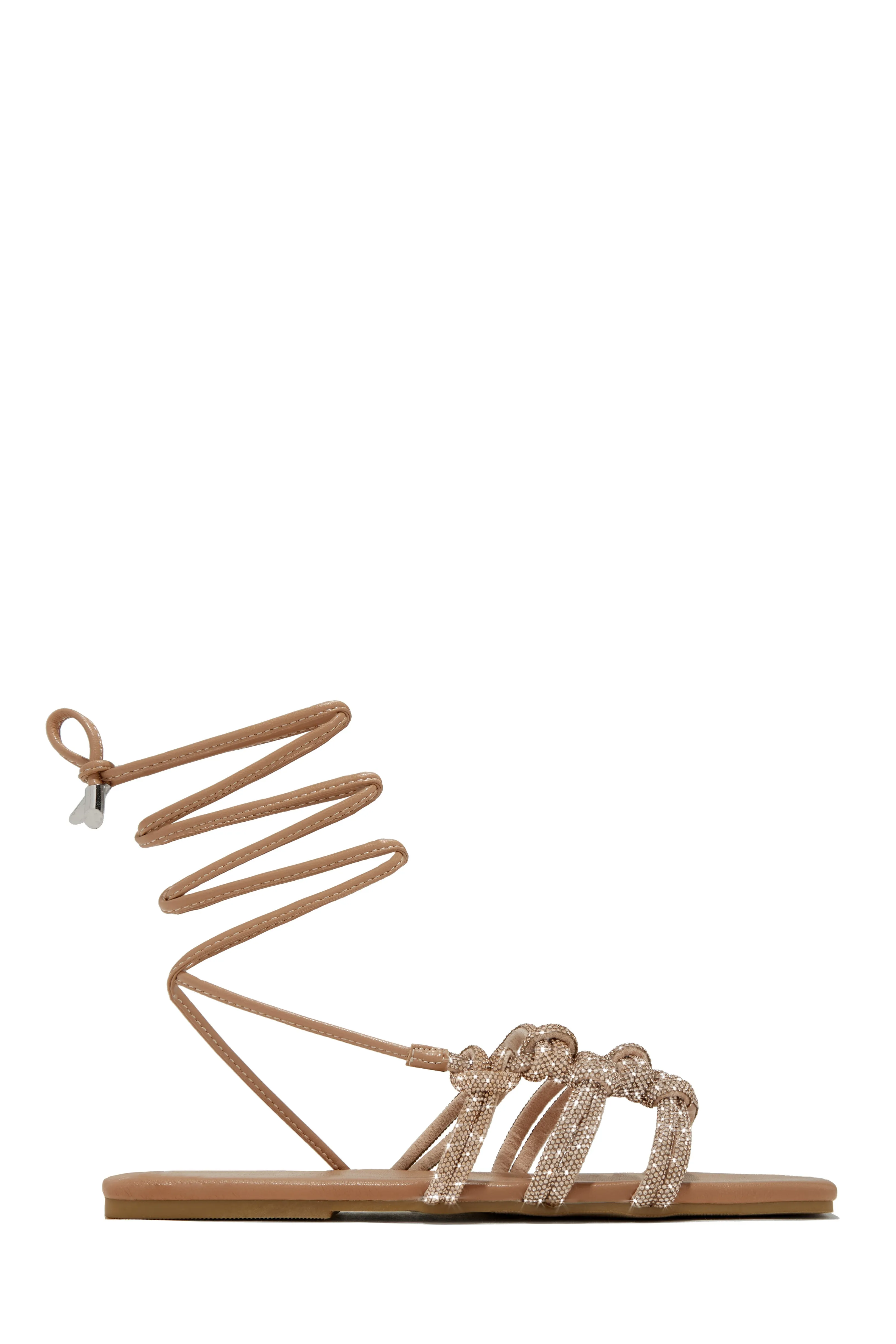 Ibiza Nights Embellished Lace Up Sandals - Nude sold by Miss Lola product image thumbnail 3