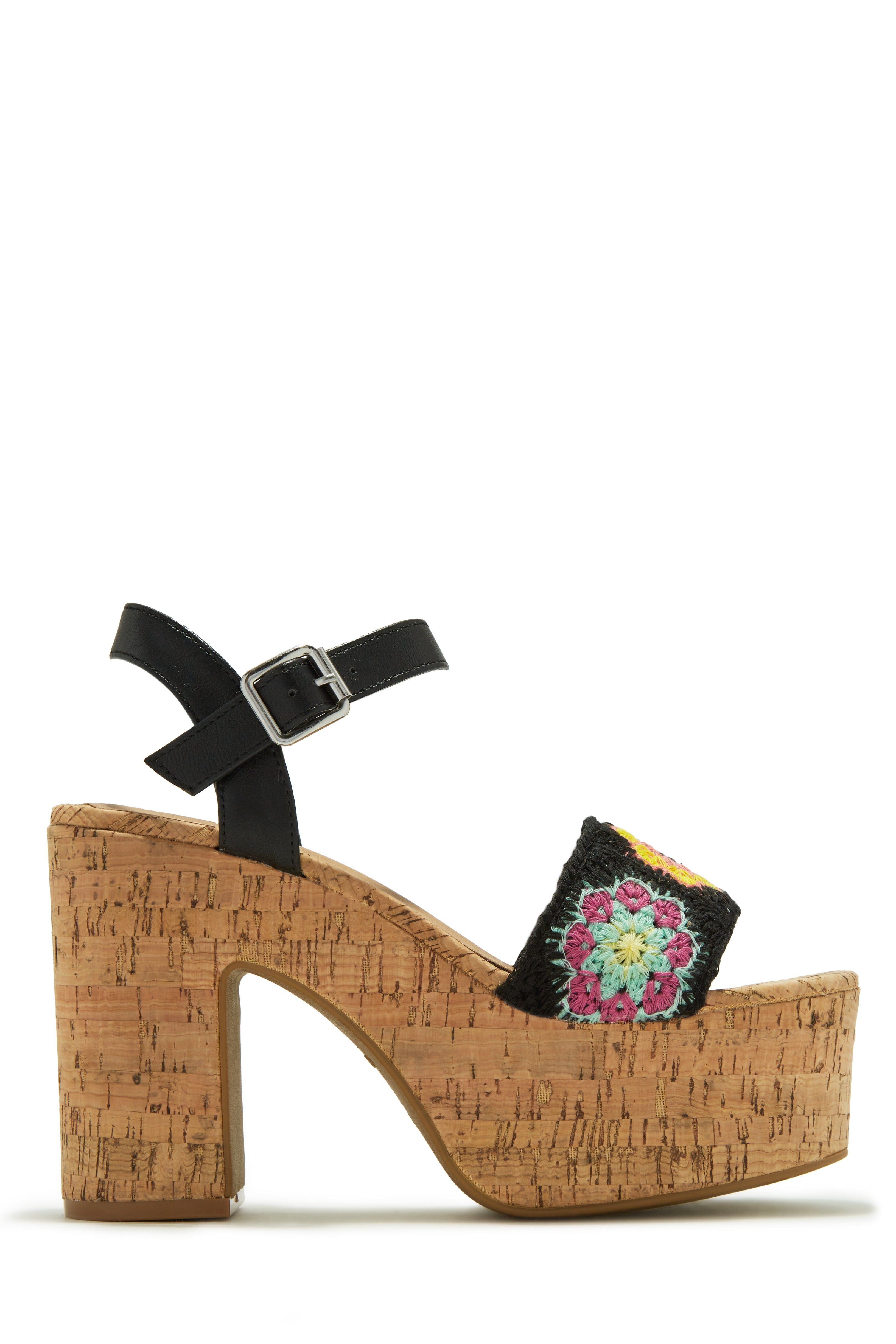 Bonita Island Cork Platform Block Heels - Black sold by Miss Lola product image thumbnail 5