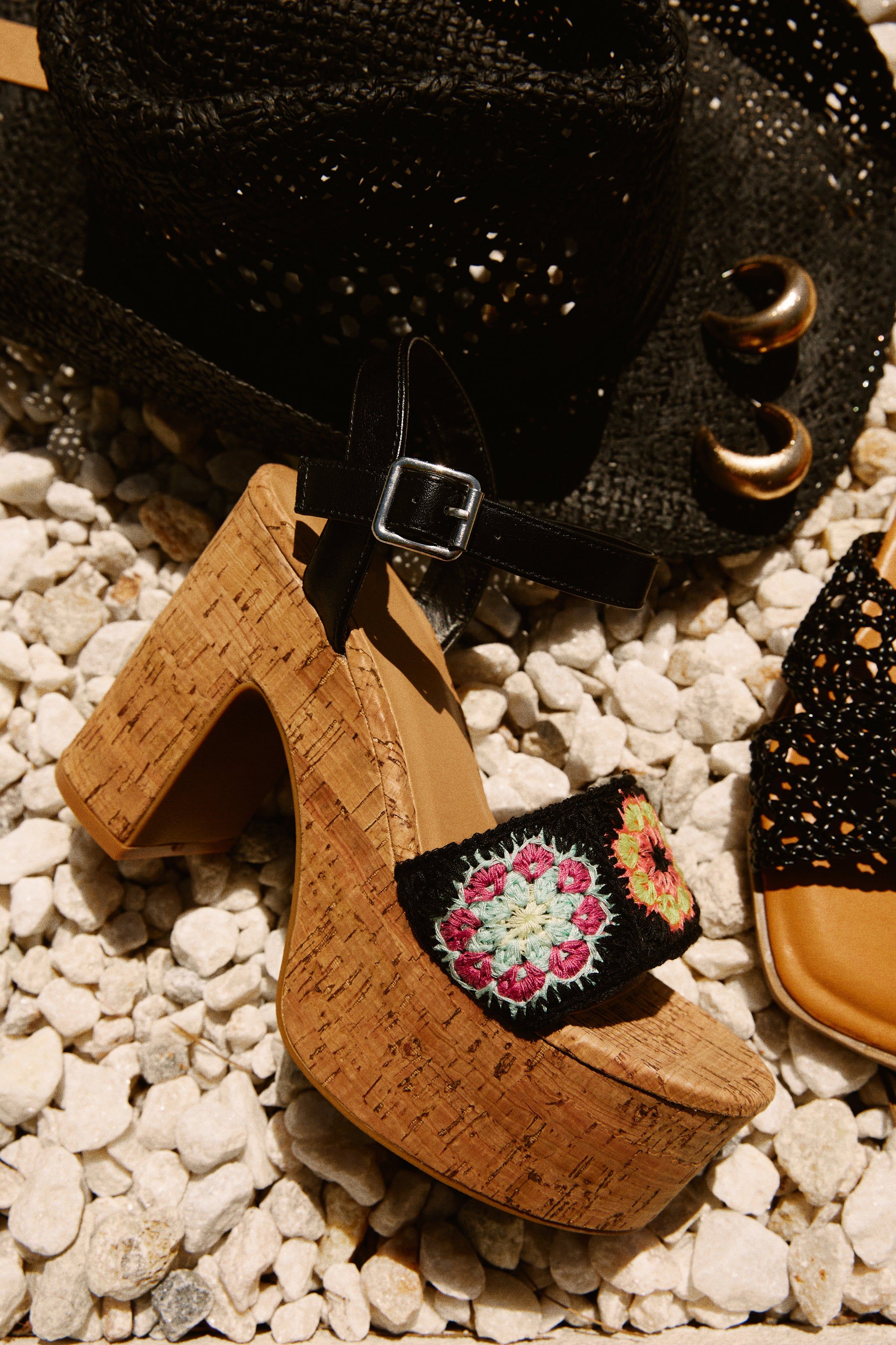 Bonita Island Cork Platform Block Heels - Black sold by Miss Lola product image thumbnail 3