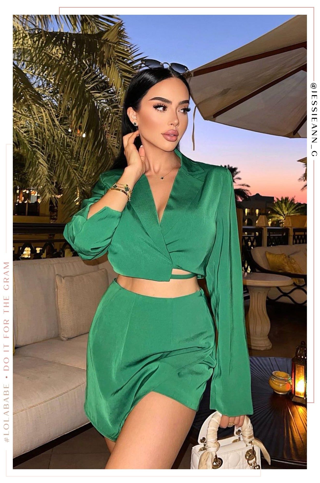 Lyana Two Piece Blazer and Skirt Set - Green sold by Miss Lola