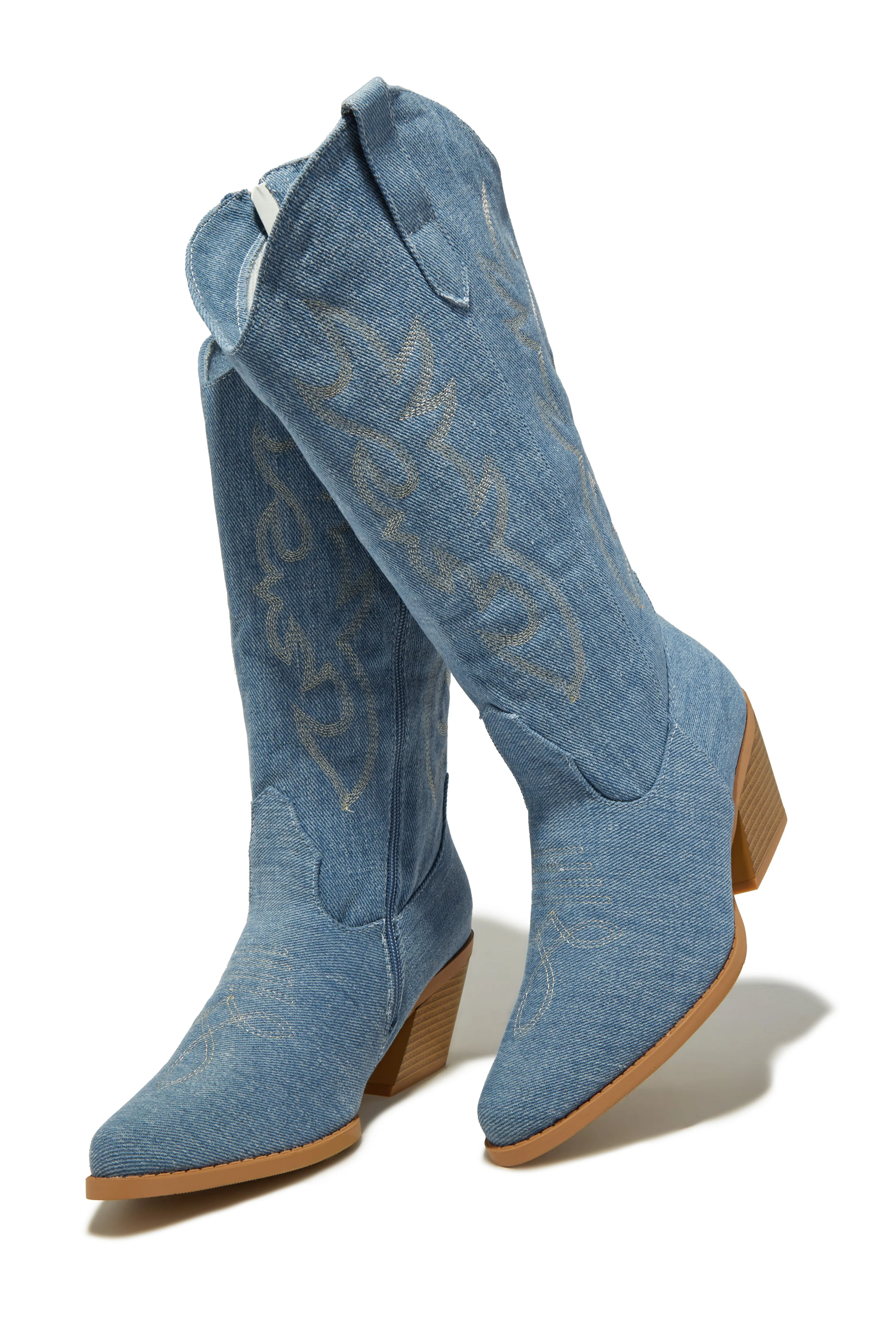 Abby Cowgirl Boots - Denim sold by Miss Lola product image thumbnail 3
