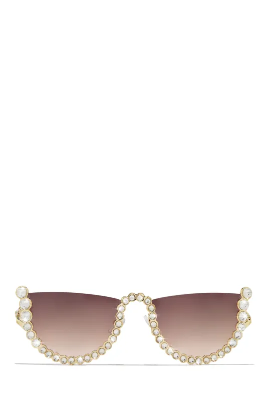 Hot Attitude Embellished Sunglasses - Clear/ Black sold by Miss Lola