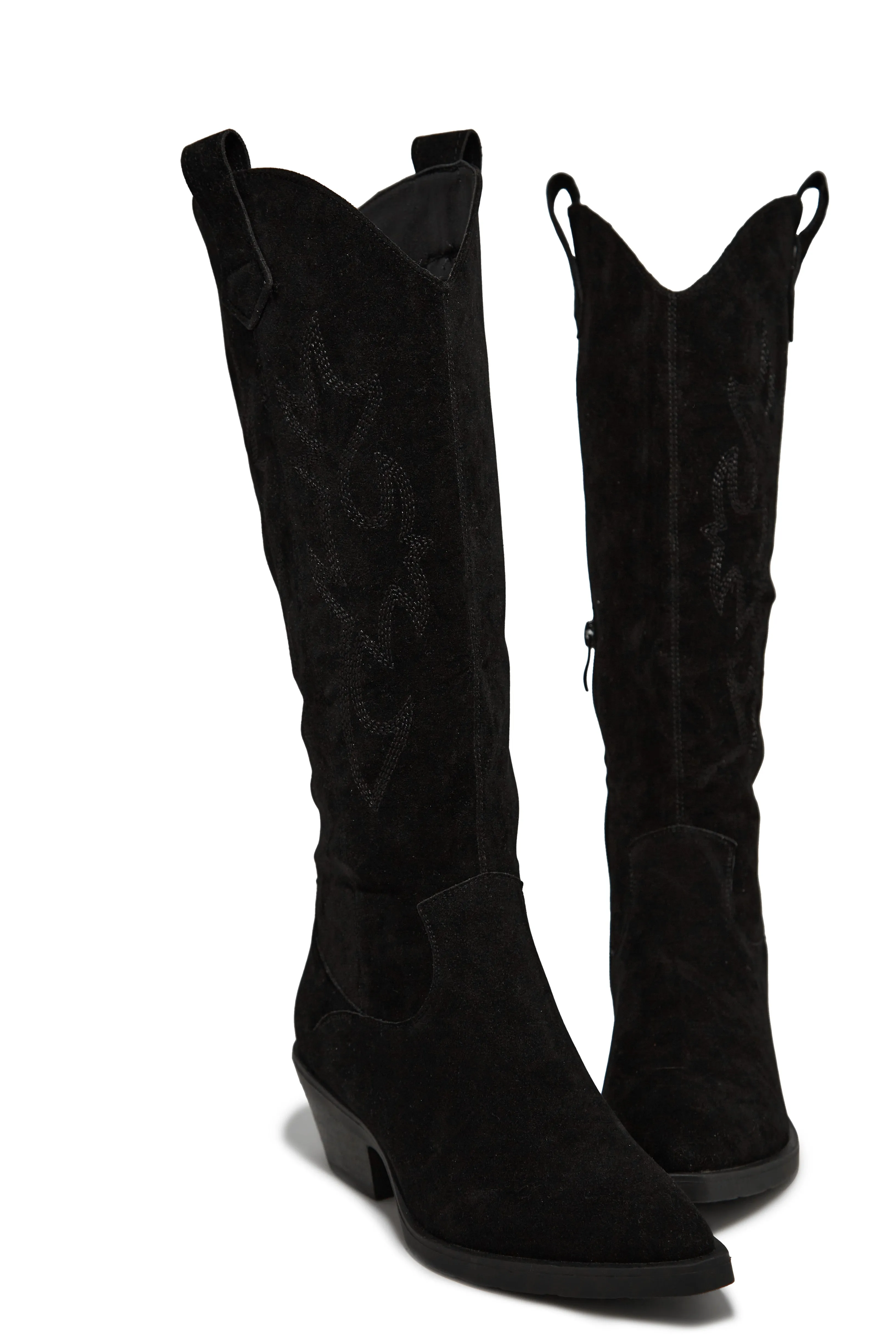 Evelin Nubuck Suede Cowgirl Boots - Black sold by Miss Lola product image thumbnail 5