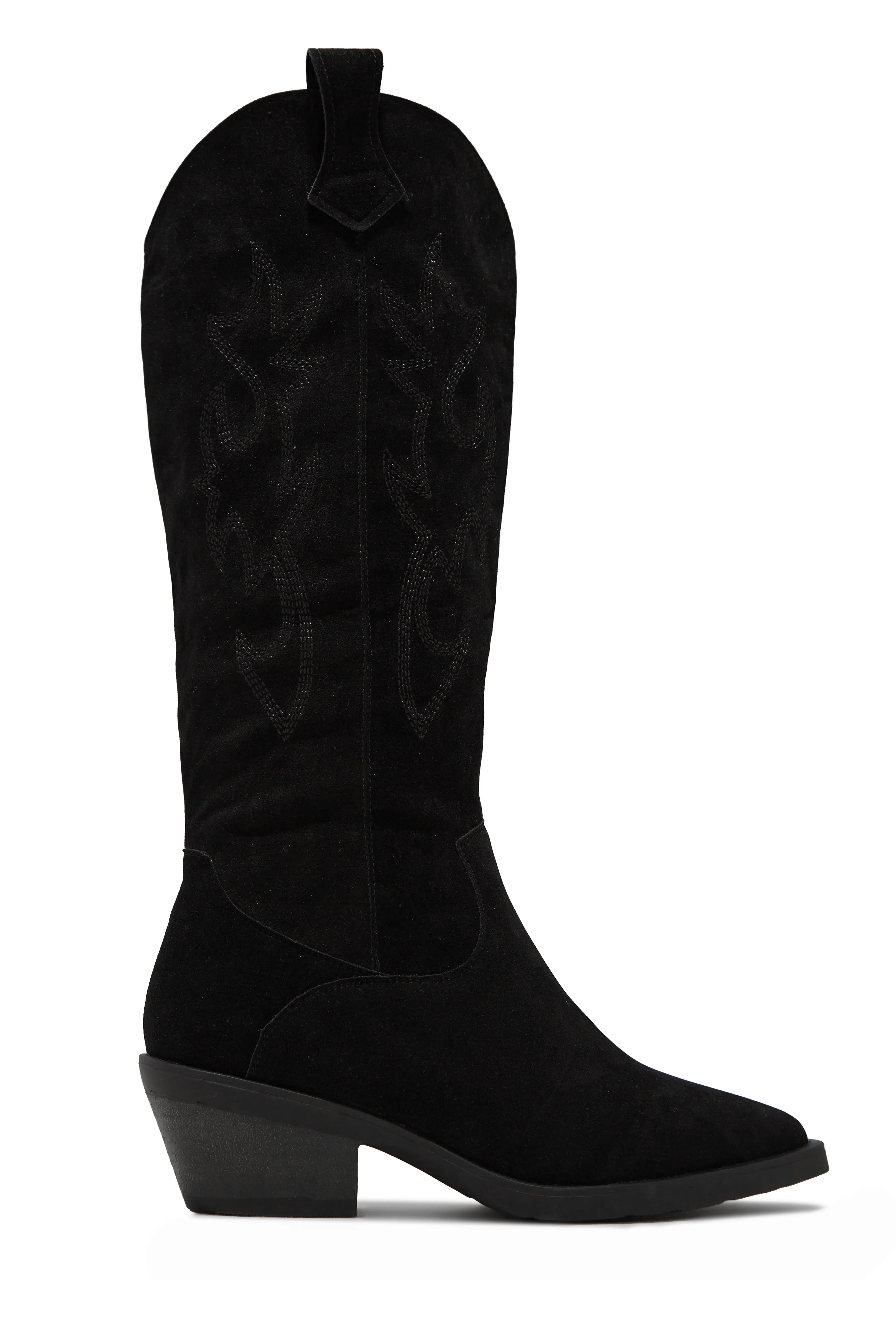 Evelin Nubuck Suede Cowgirl Boots - Black sold by Miss Lola product image thumbnail 4