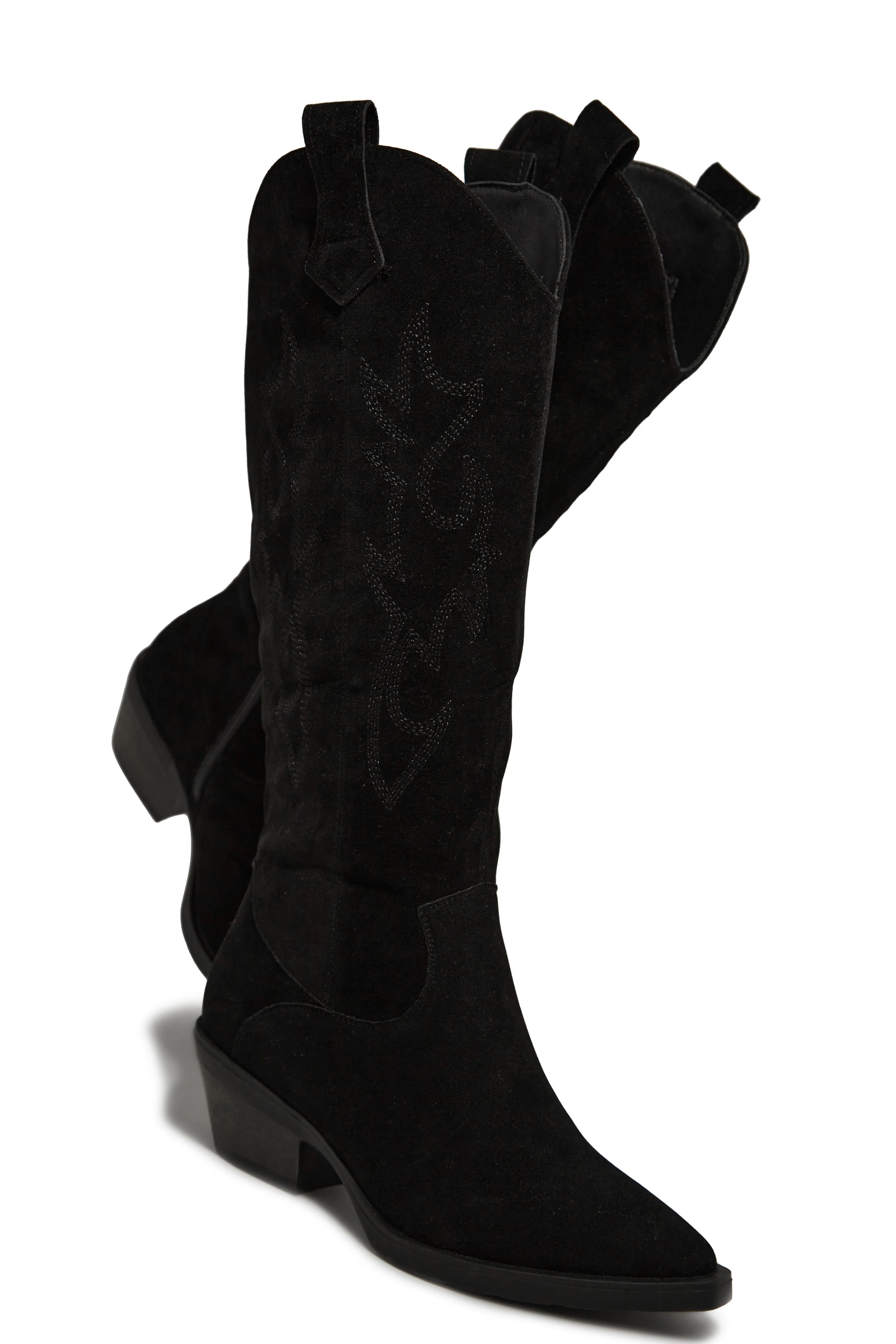 Evelin Nubuck Suede Cowgirl Boots - Black sold by Miss Lola product image thumbnail 2