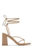 Briella Lace Up Block Heels - Nude sold by Miss Lola