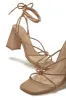 Briella Lace Up Block Heels - Nude sold by Miss Lola