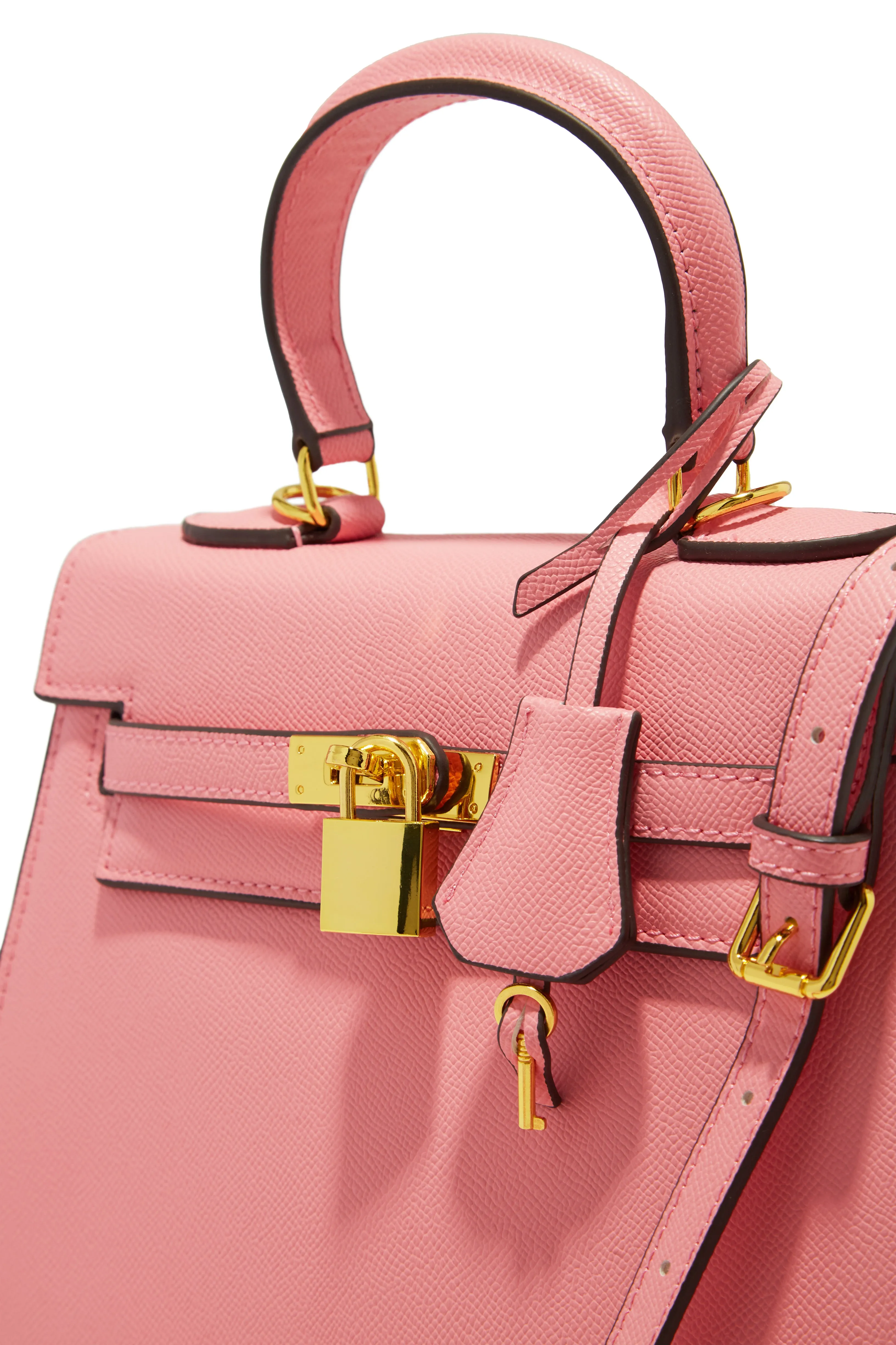 Erica Structured Top Handle Bag - Pink sold by Miss Lola product image thumbnail 5