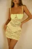 Bianca Sheer Lace Mini Dress - Yellow sold by Miss Lola