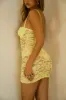 Bianca Sheer Lace Mini Dress - Yellow sold by Miss Lola
