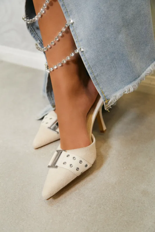 Paulette High Heel Pumps Mules - Nude sold by Miss Lola