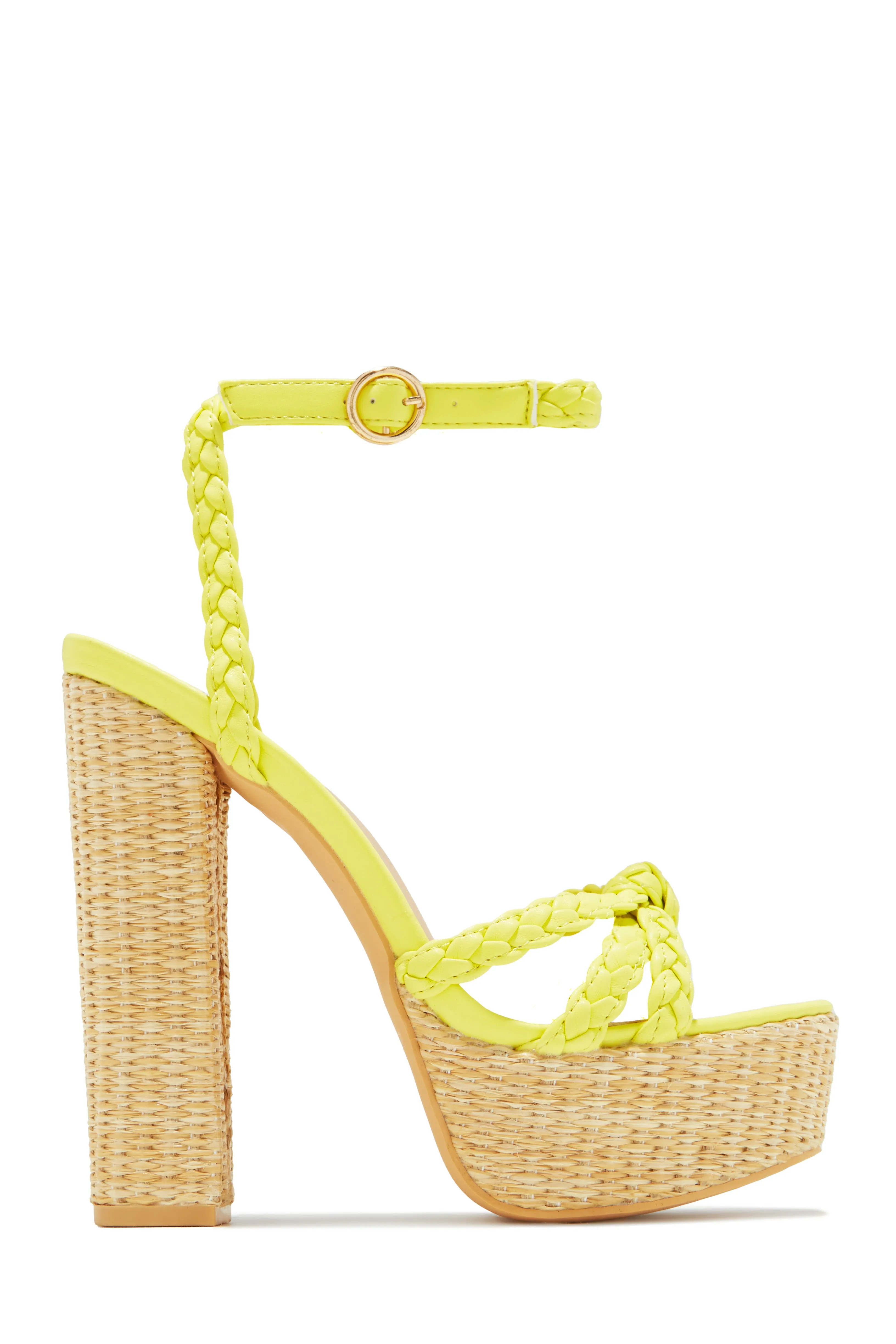 Hilda Platform Block High Heels - Yellow sold by Miss Lola product image thumbnail 5