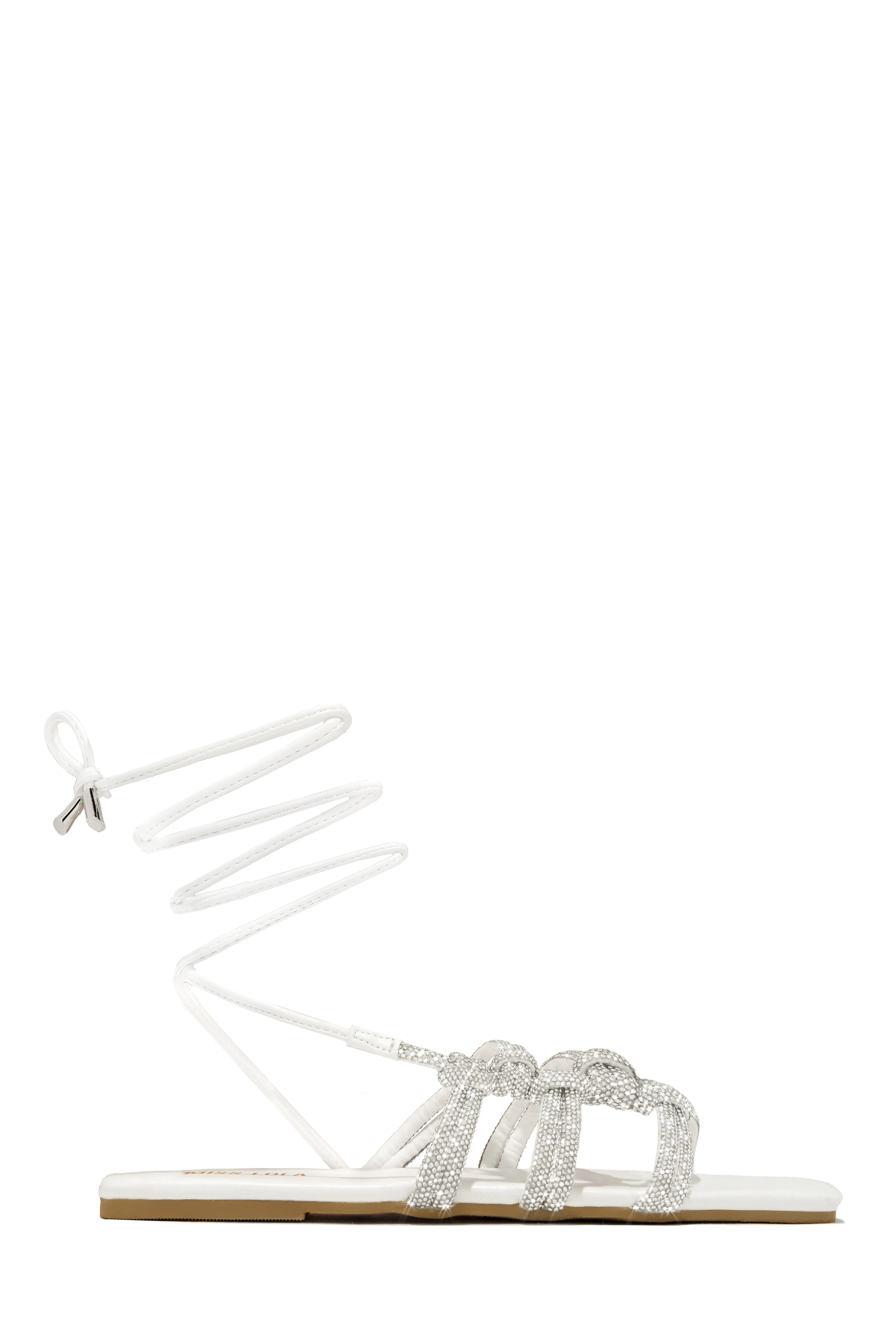 Ibiza Nights Embellished Lace Up Sandals - White sold by Miss Lola product image thumbnail 5