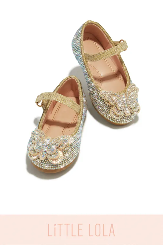 Mini Sweet Fantasy Embellished Flats - Gold sold by Miss Lola