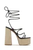 Brunch Al Fresco Lace Up Platform Block High Heels - Black sold by Miss Lola