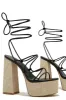 Brunch Al Fresco Lace Up Platform Block High Heels - Black sold by Miss Lola