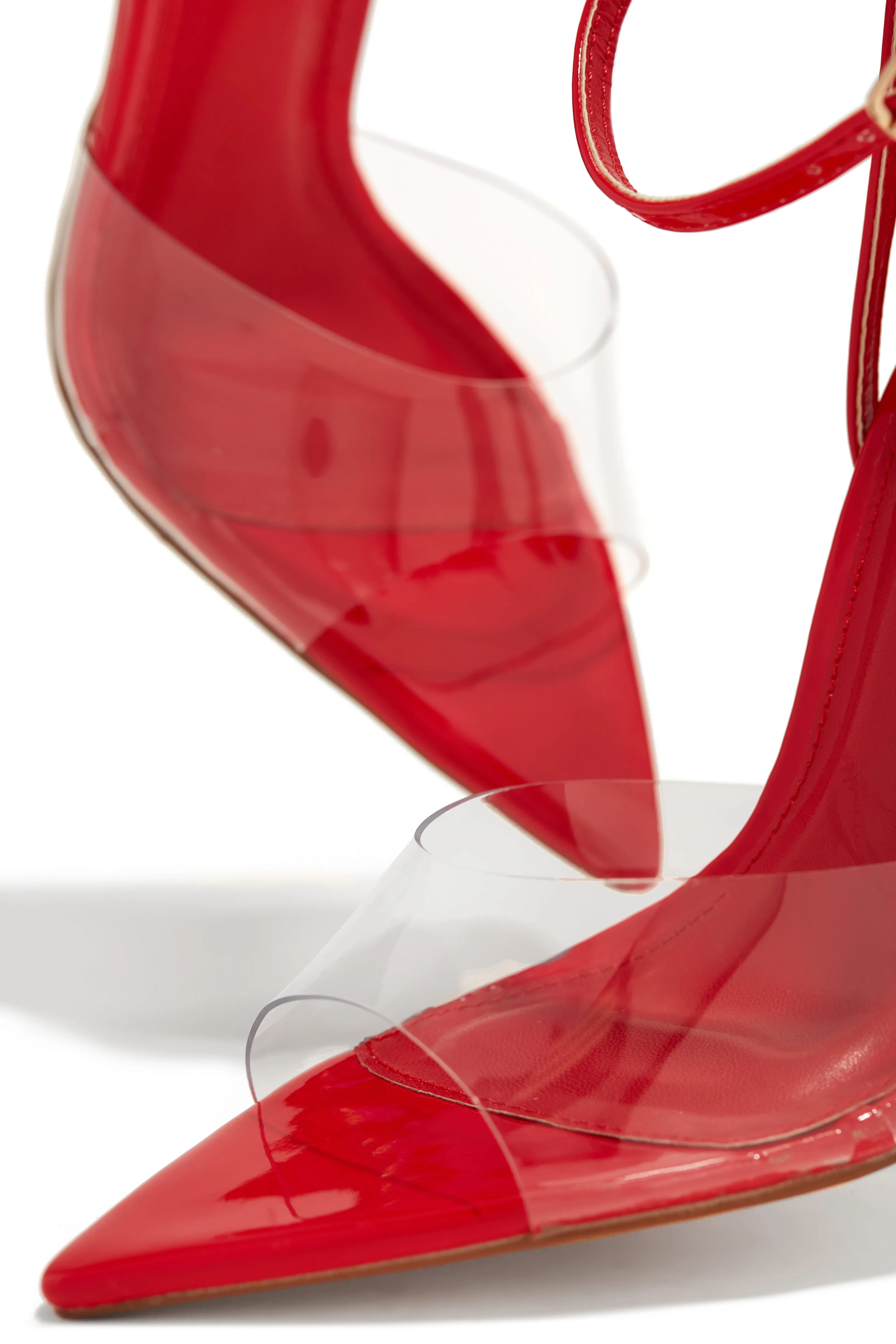 Dinner Date Clear Strap High Heels - Red sold by Miss Lola product image thumbnail 4