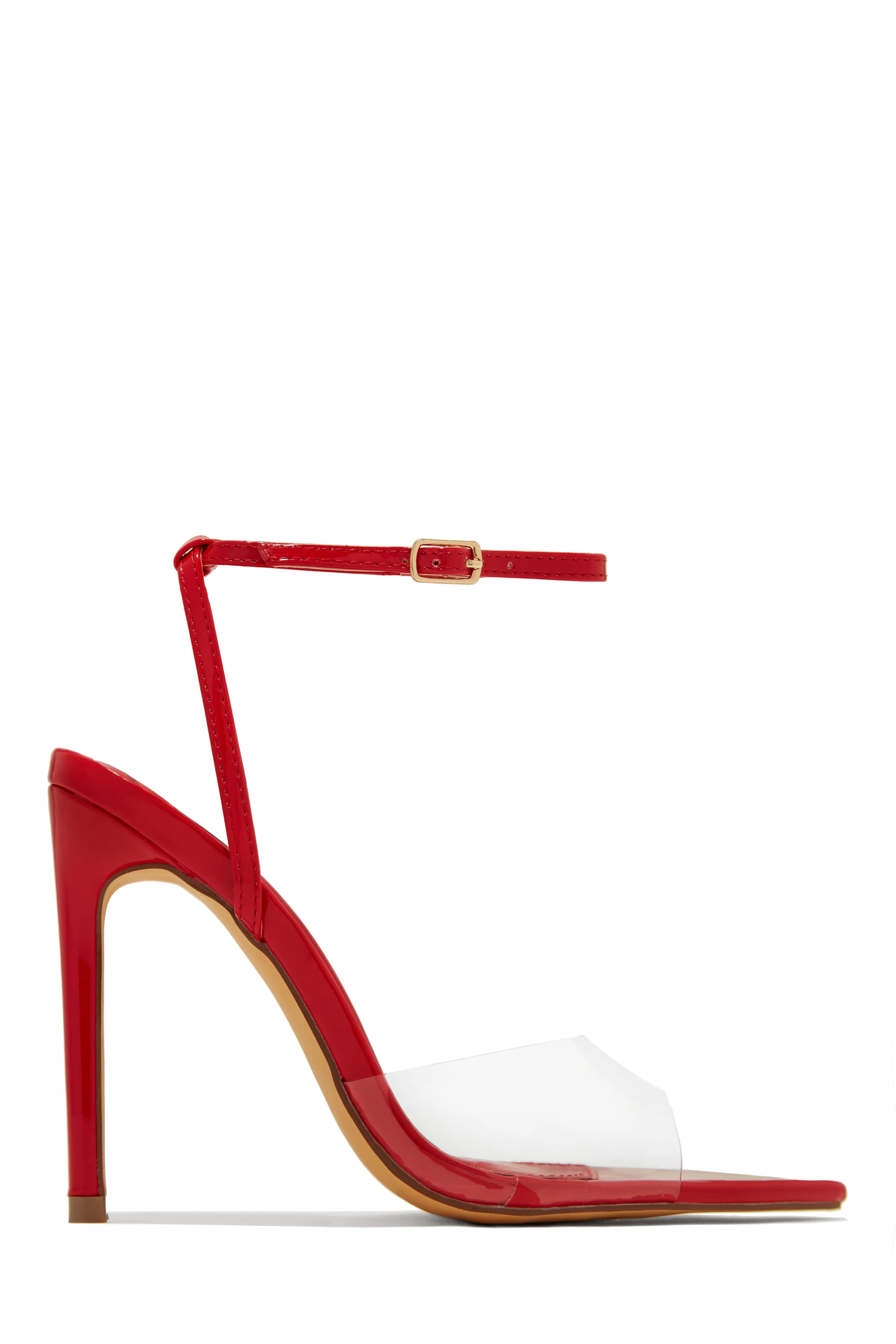 Dinner Date Clear Strap High Heels - Red sold by Miss Lola product image thumbnail 3