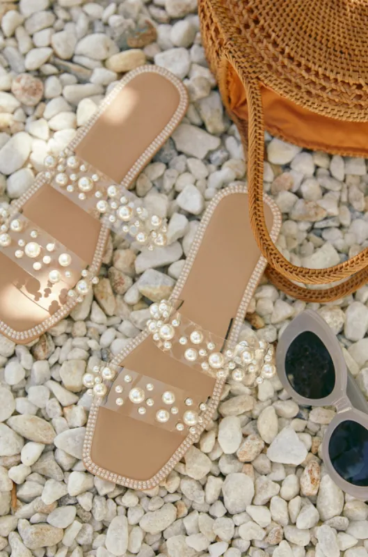 Audrey Slip On Faux Pearl Sandals - Pearl sold by Miss Lola