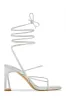 Jayla Lace Up Heels - Silver sold by Miss Lola