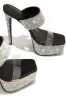 Main Event Embellished Platform High Heel Mules - Black sold by Miss Lola