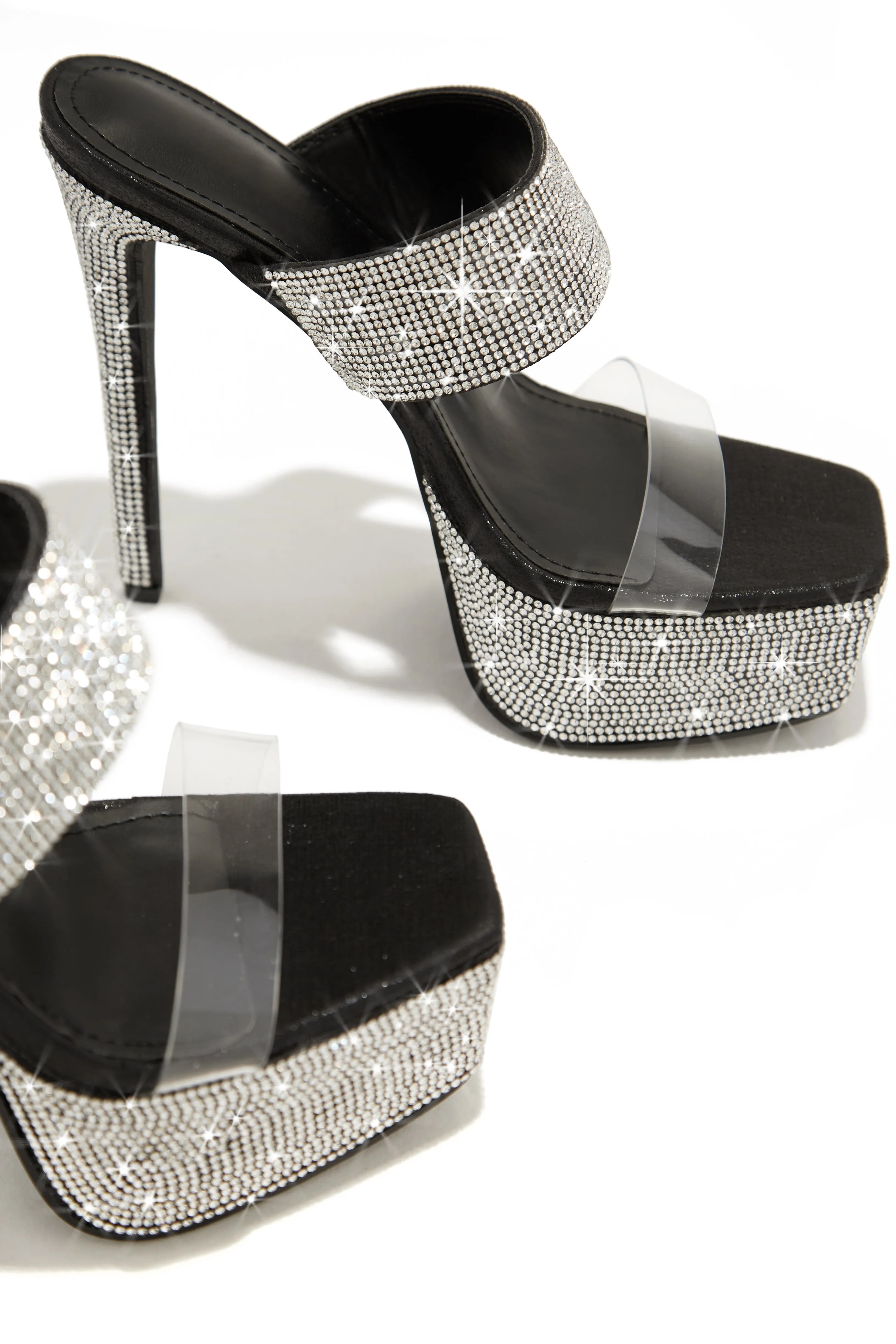 Main Event Embellished Platform High Heel Mules - Black sold by Miss Lola product image thumbnail 5