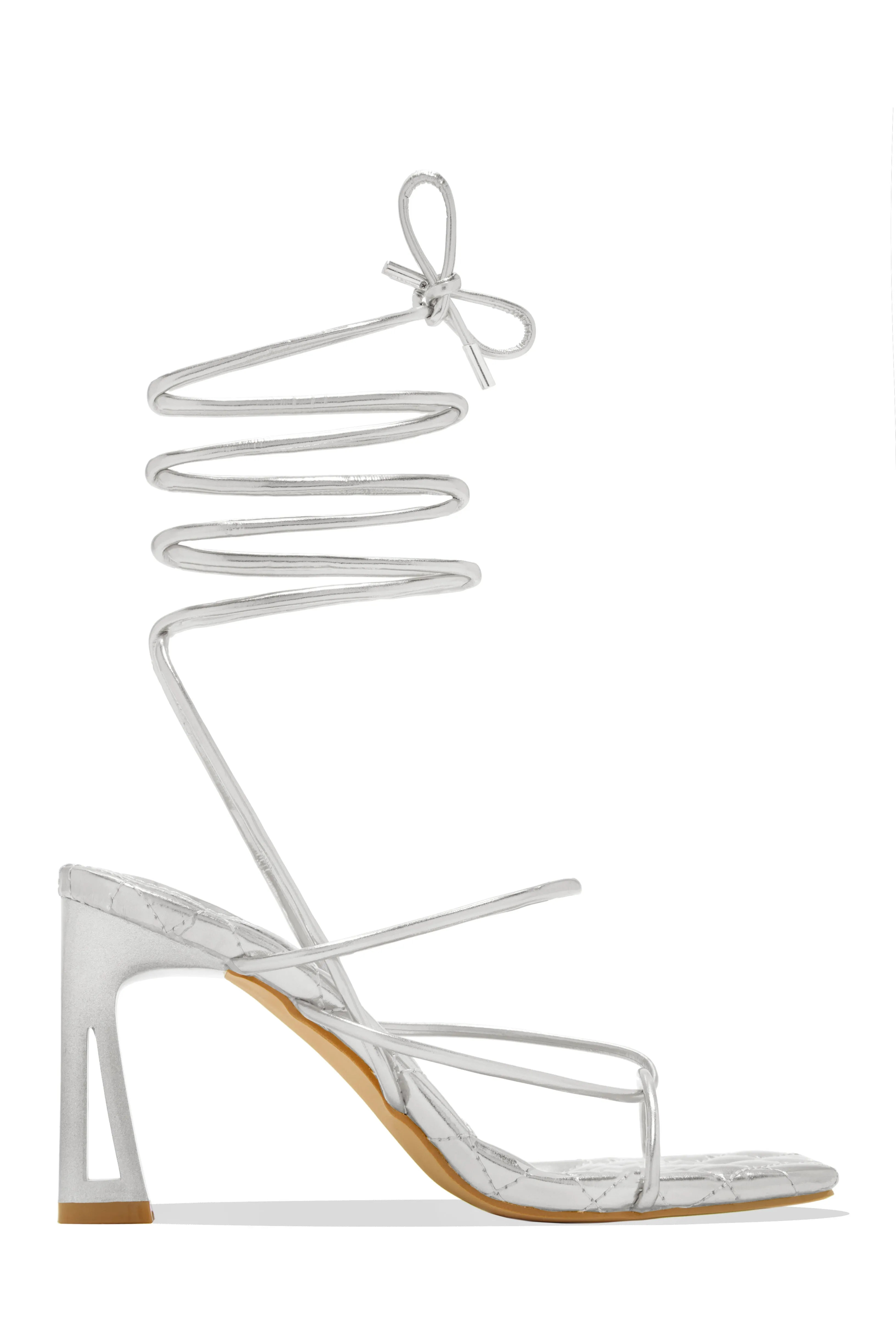 Jayla Lace Up Heels - Silver sold by Miss Lola product image thumbnail 4